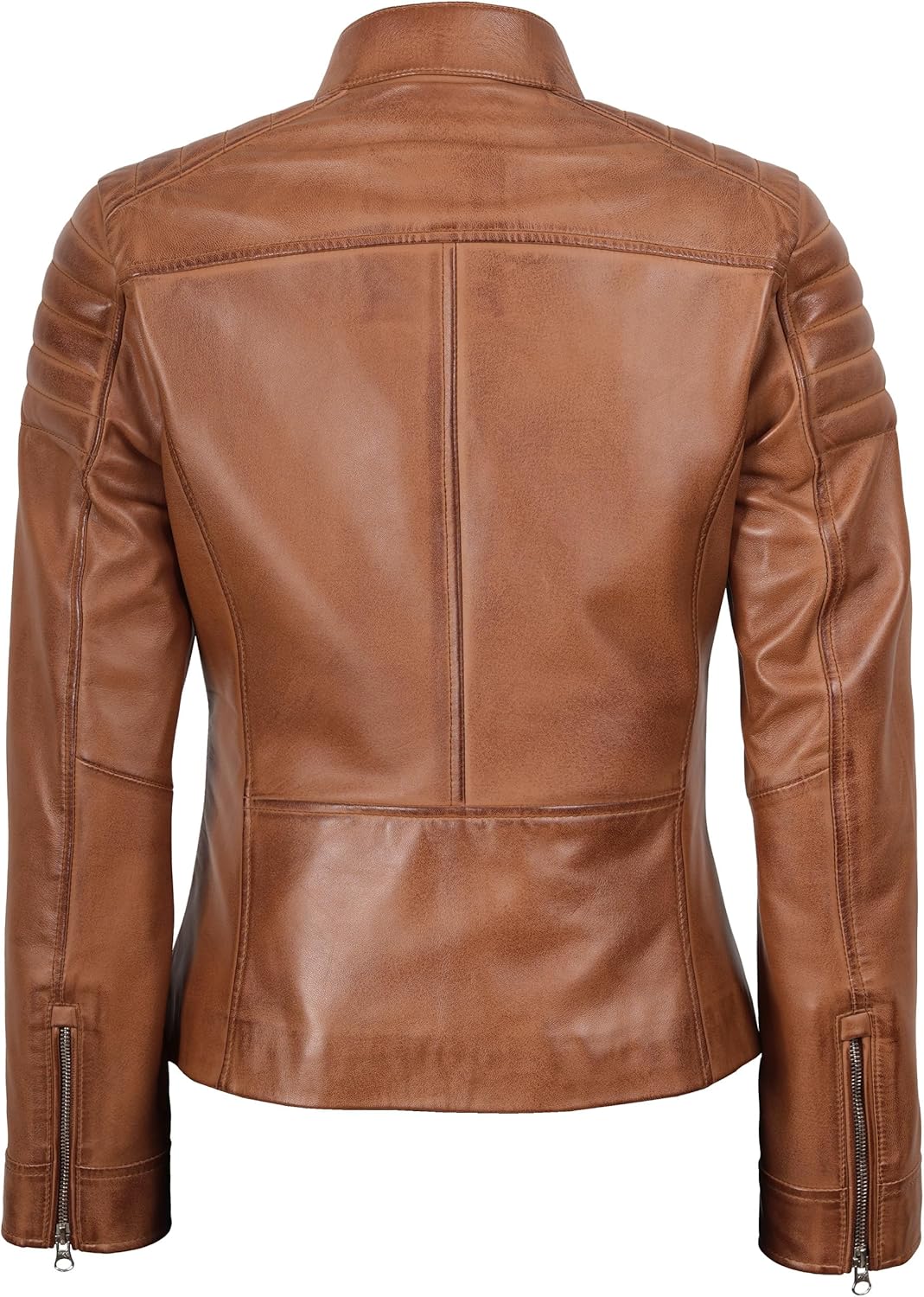 Decrum Womens Leather Jacket - Real Lambskin Cafe Racer Style Leather Jackets for Women - Image 5