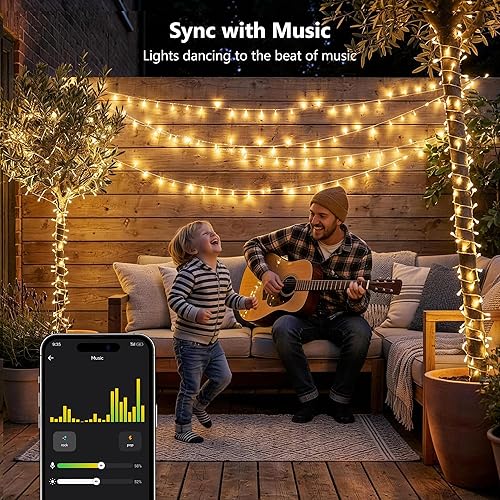 Miniatura 5 de BrizLabs Luces de Navidad inteligentes, 200 luces LED de Navidad de 66 pies, control de aplicación/voz, múltiples modos regulables, luz blanca