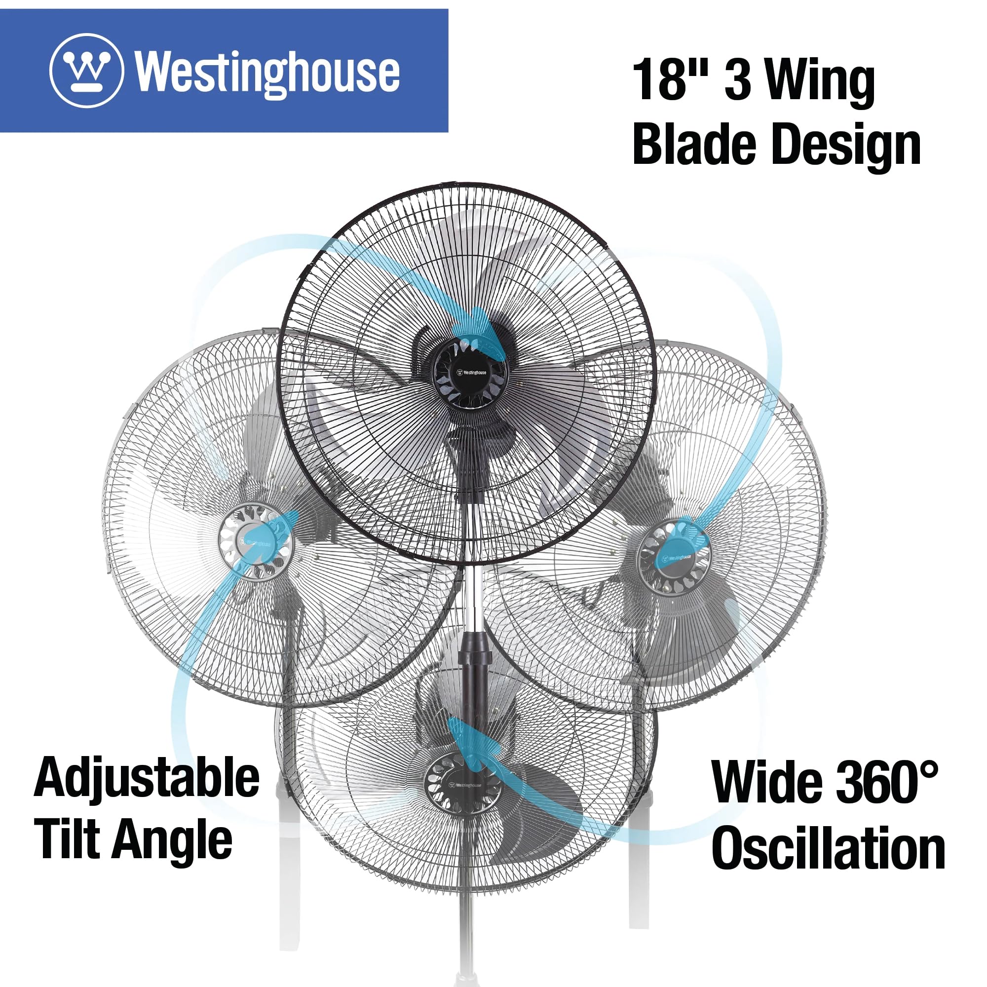 Amazon.com: Westinghouse 18-Inch Oscillating Stand Fan - 3