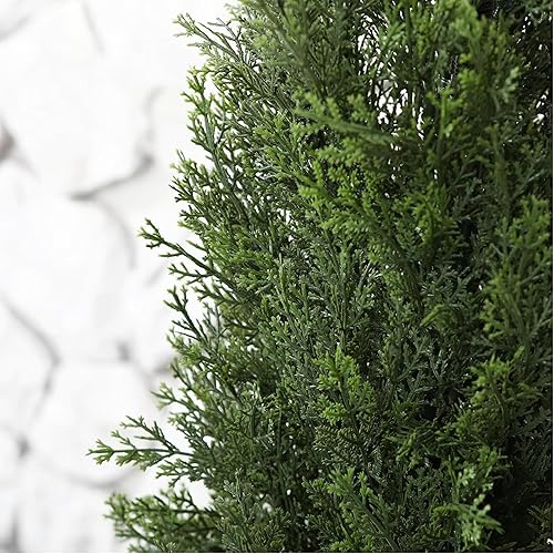 Miniatura 6 de 4 Feet Outdoor Artificial Topiary Cedar Tree, Set of 2 UV Resistant Potted Faux Cedar Trees for Outdoors and Indoors, Decorative Fake Shrubs Topiary