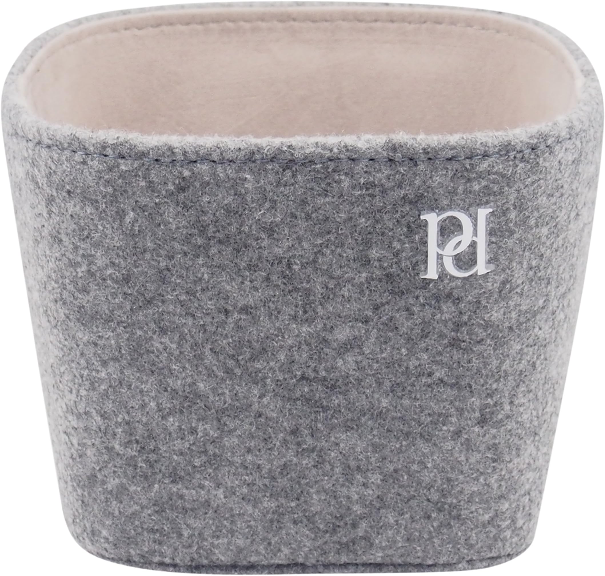 High-quality felt basket by perla pd design® made of fine felt (15x15x5 cm) Length 13 cm, width 13 cm, height 10 cm. Felt bowl, decorative bowl. dark grey