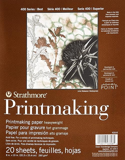 Strathmore Paper Strathmore Printmaking Paper Pad 8 x 10-inch, 20 Sheets, White, 8"x10"