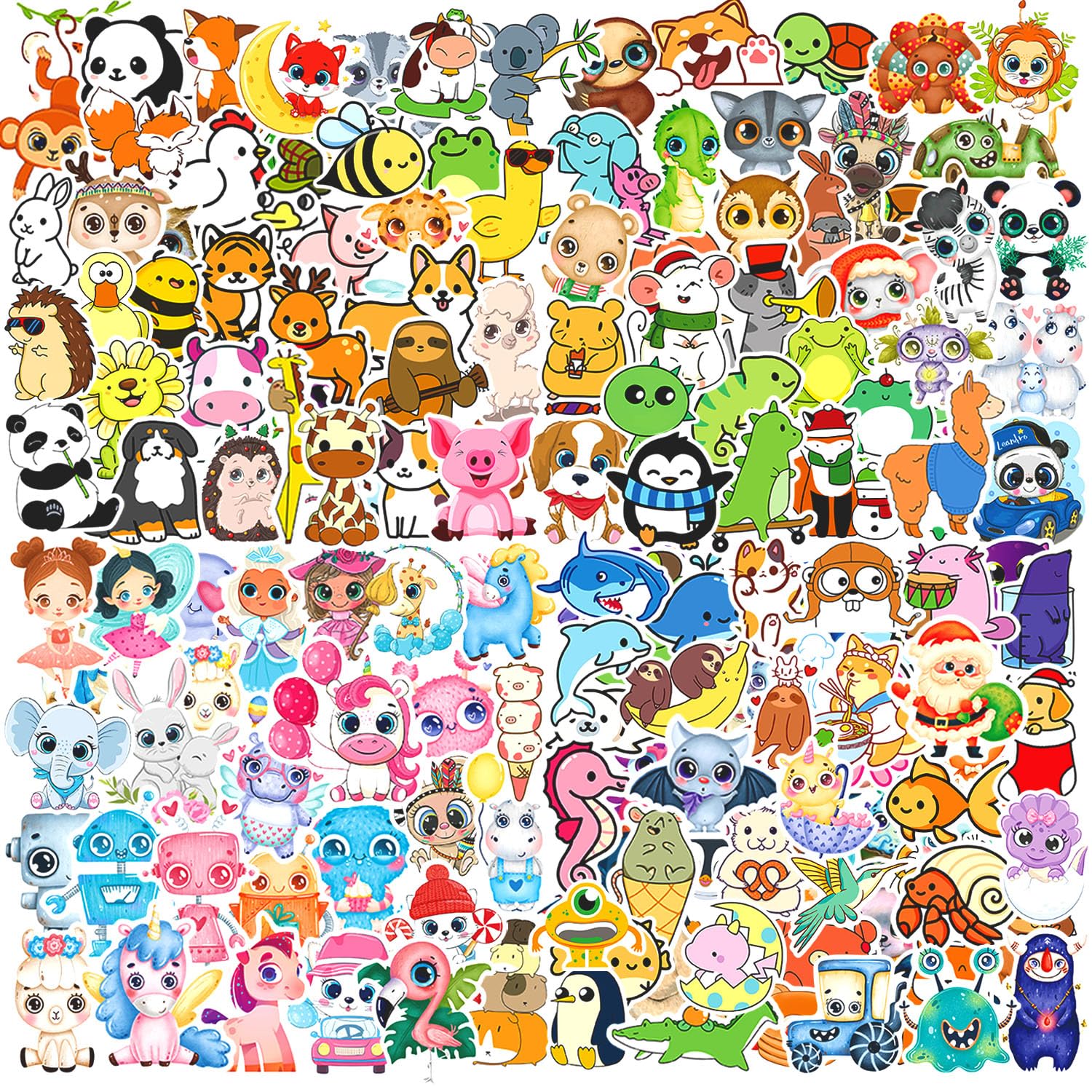 Animal Stickers for Kids 200 Pcs Kawaii Cute Animal Sticker Packs, Teacher Classroom Prizes for Reward, Waterproof Vinyl Stickers for Water Bottles Laptop Scrapbooking Journaling Diary Skateboard etc