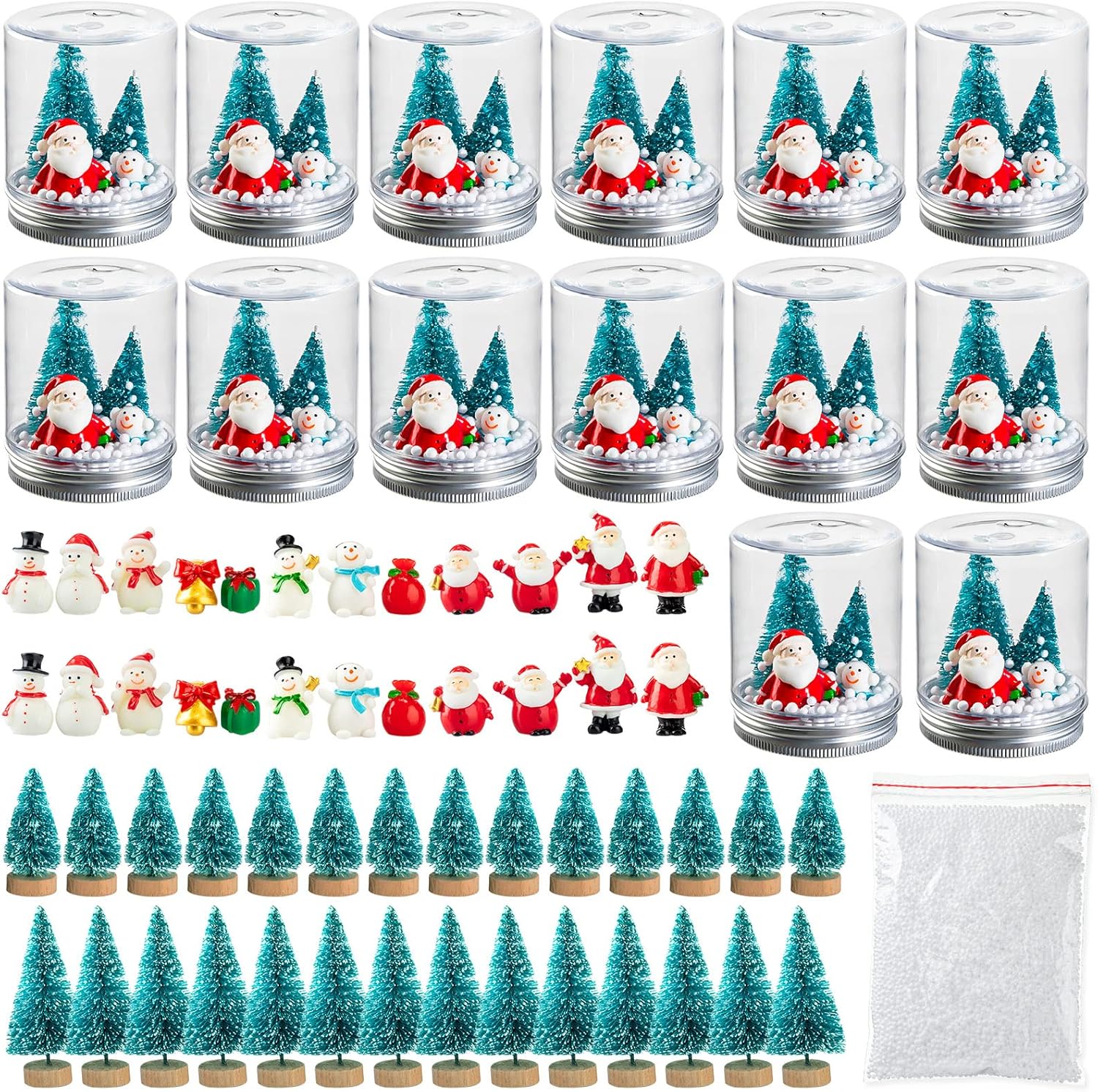 14 Pack Clear Plastic Snow Globes Kit includes Plastic Jars