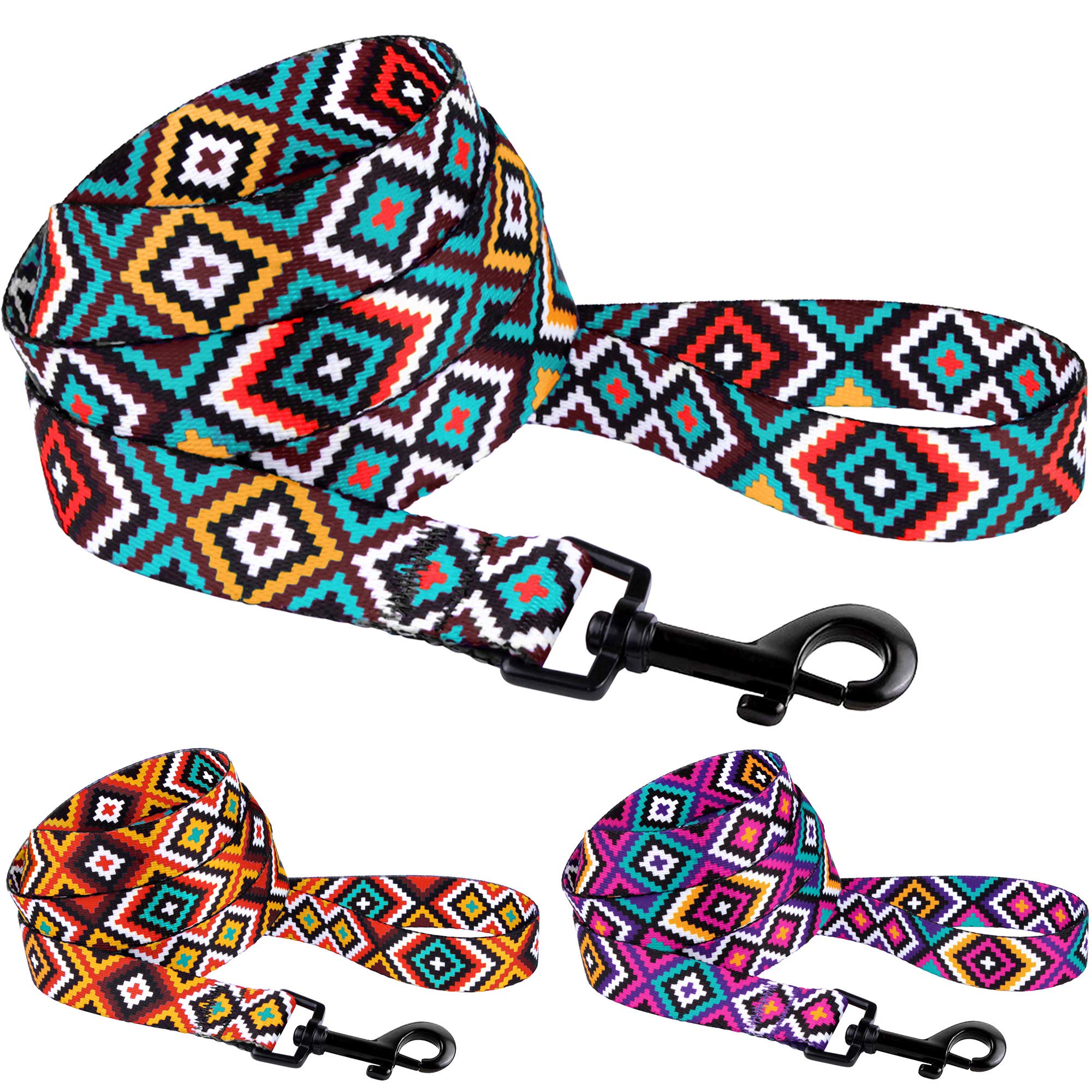 Photo 1 of CollarDirect Aztec Dog Leash Nylon Tribal Pattern Cat Pet Leashes for Small Medium Large Dogs Puppy Lead 5 FT Long for Walking (Ethnic Teal, S) Ethnic Teal S