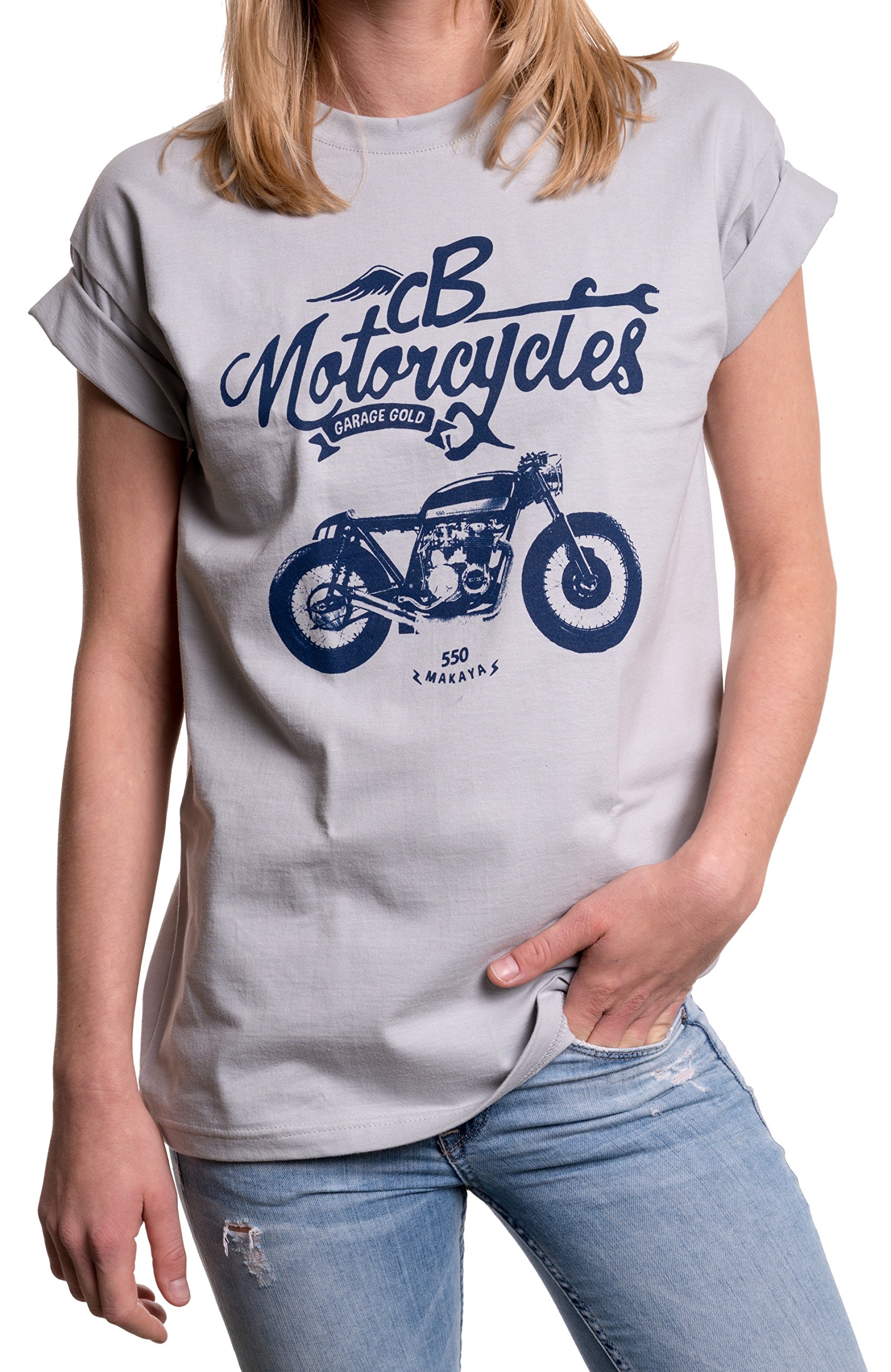 Motorbike T-Shirt Oversized - CB 550 - Cafe Racer Plus Size Clothes for Women 22 Grey