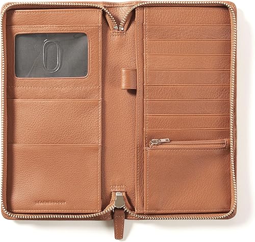 Miniatura 2 de Leatherology Cartera Organizadora de Viaje con Cremallera - Portapasaportes de Cuero con Bloqueo RFID, Cierre de Cremallera, Bolsillos para Tarjetas