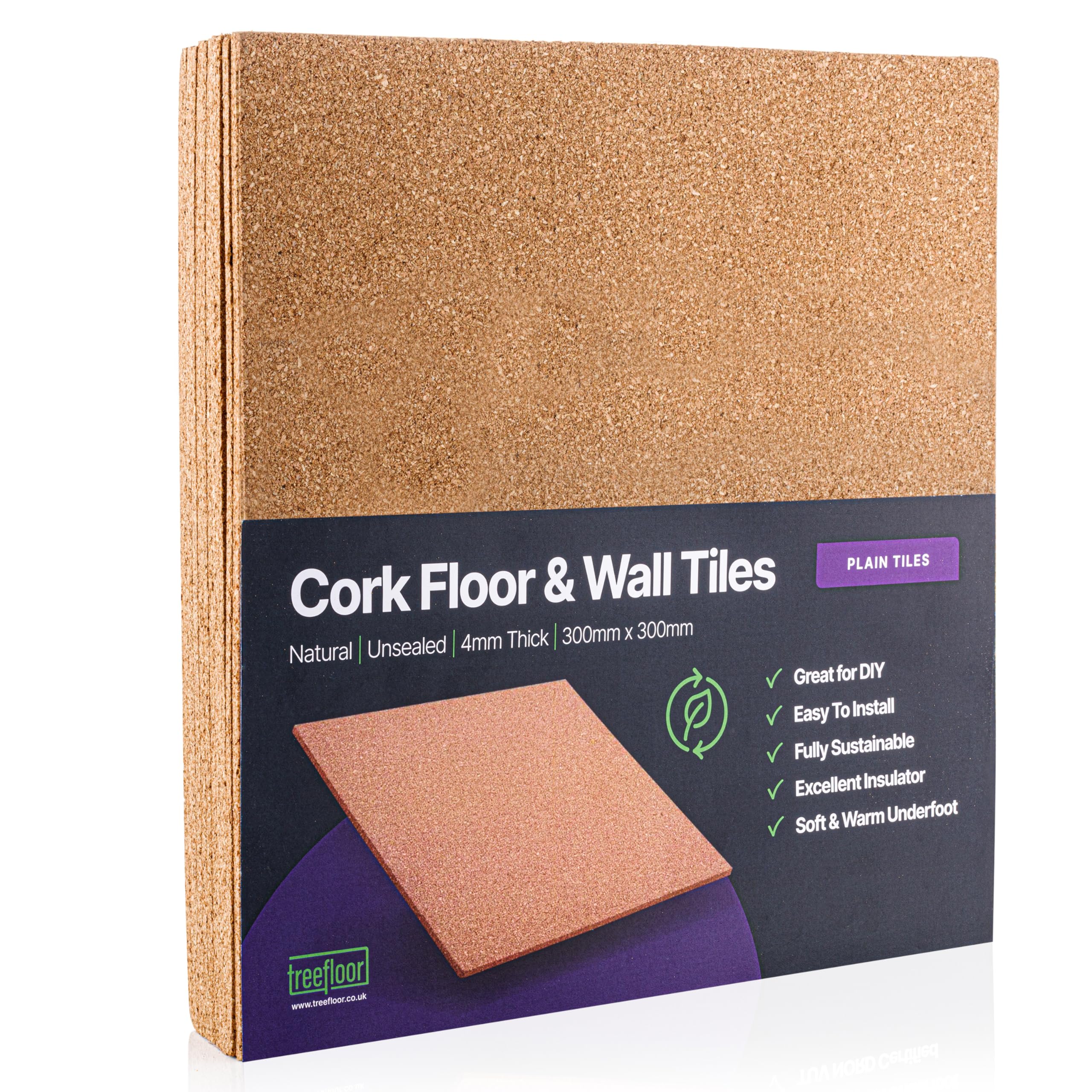 Sponsored Ad – Natural Plain Cork Tiles - 300mm x 300mm x 4mm (Plain, 9, Tiles)