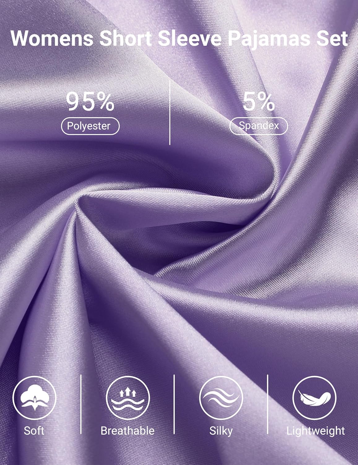 Womens Silk Satin Pajamas Set 2 Piece Satin Pjs Shorts Set Soft Button Down silk Loungewear Sets - Image 5