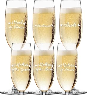 My Personal Memories Bride, Bridesmaid, Mother of the Groom, Bride, Maid and Matron of Honor Champagne Flutes - Hearts Style