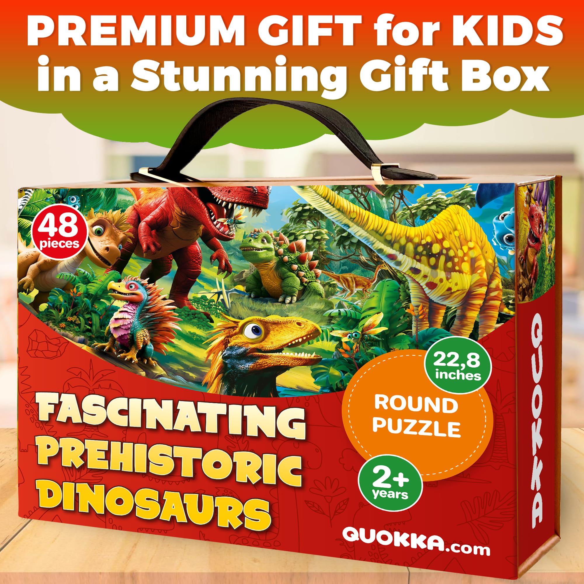 QUOKKA Puzzle Giganti per Bambini dai 4 ai 6 Anni - Grandi Round Puzzle 48 Pezzi dai 3 ai 5 Anni - Dino Educativi Gioco per Bambini dai 2 ai 4 Anni - Giocattolo Regalo per Bambini 3 7 anni