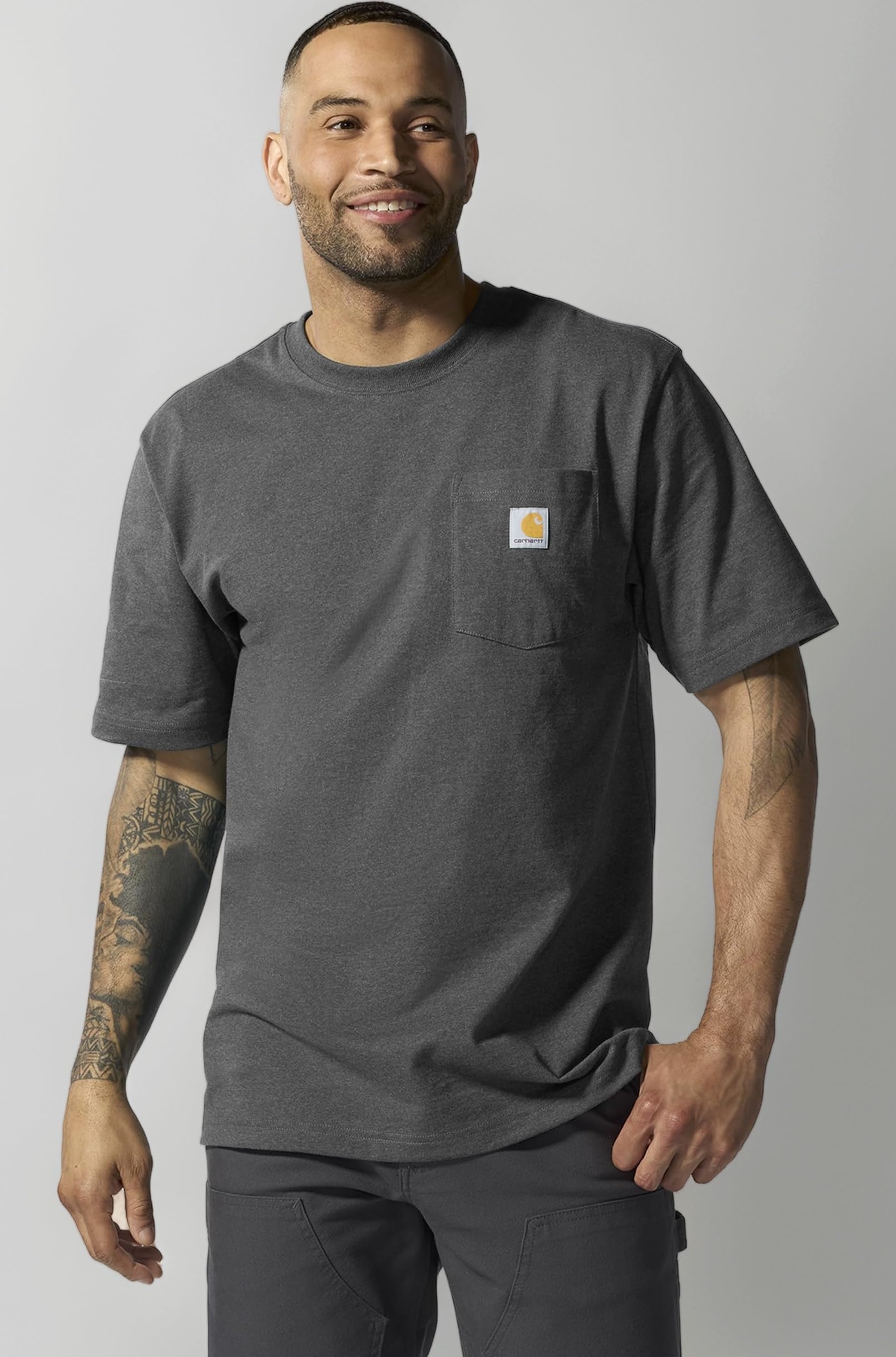 Carhartt Men s Workwear Short Sleeve T-Shirt in Original Fit K87 Carbon Heather X-Large