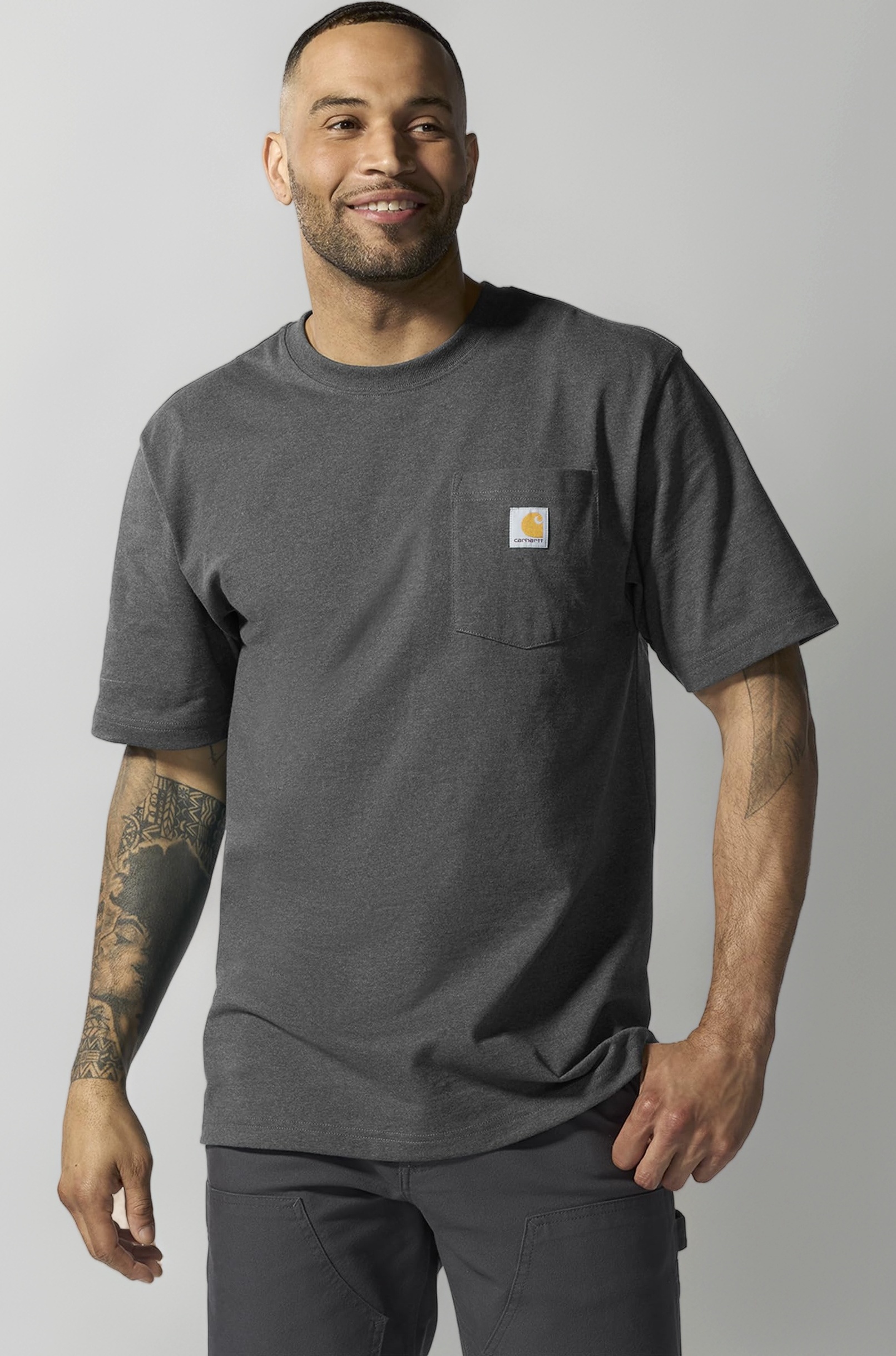 Carhartt Men s Workwear Short Sleeve T-Shirt in Original Fit K87 Carbon Heather X-Large