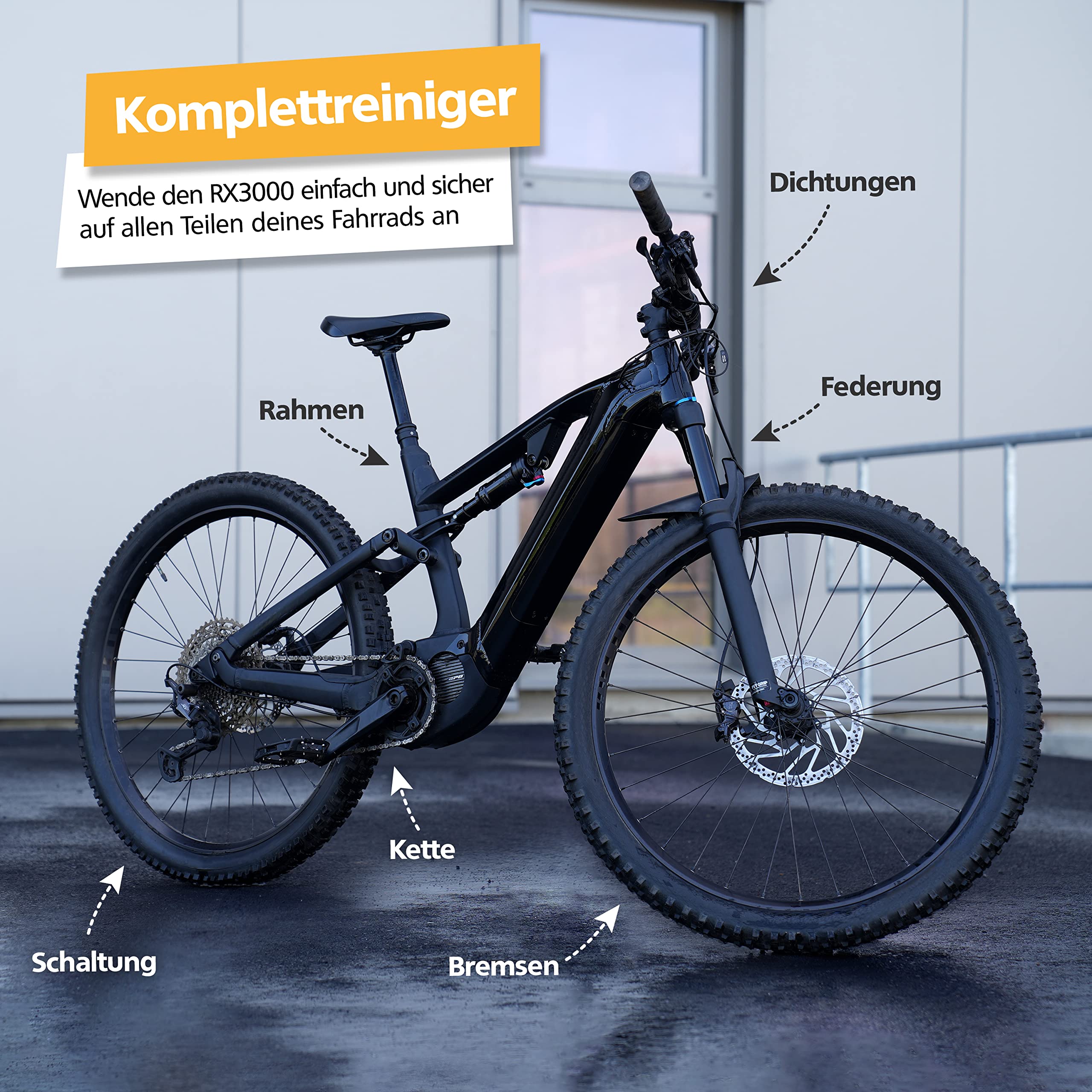 SPRINGER RX3000 – Detergente per bicicletta da 5 l – Detergente per bicicletta senza acidi & delicato sui materiali – Spray completo con formula gel ben adesiva – Cura ottimale della bicicletta di
