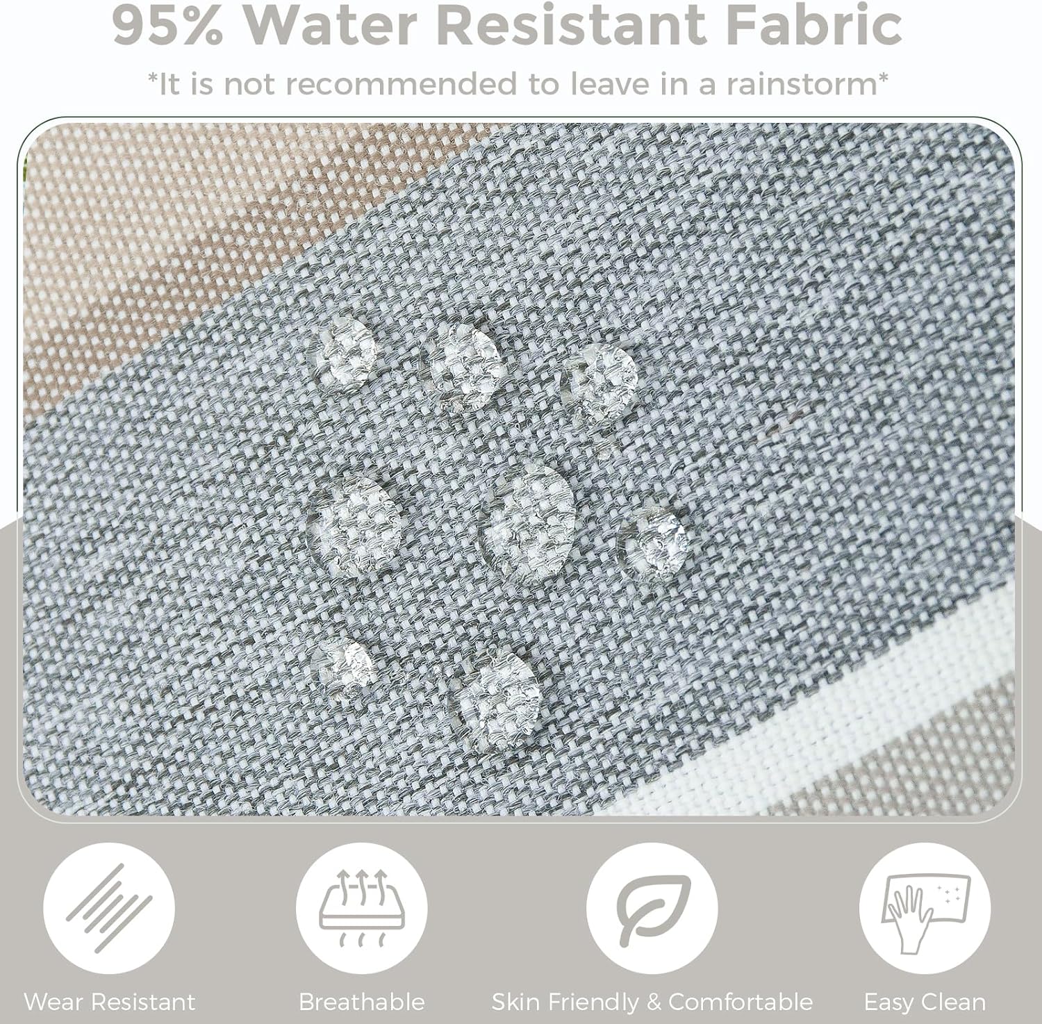 Outdoor Bistro Chair Cushion Set of 2, Waterproof Tufted Round Seat Cushion with Ties, 15"x15"x4" Patio Furniture Chair Pads for Home Garden Balcony Office-Grey Stripe