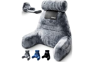 Extra Large Reading Pillow with Rolling Mat' Neck Support and Shredded Memory Foam