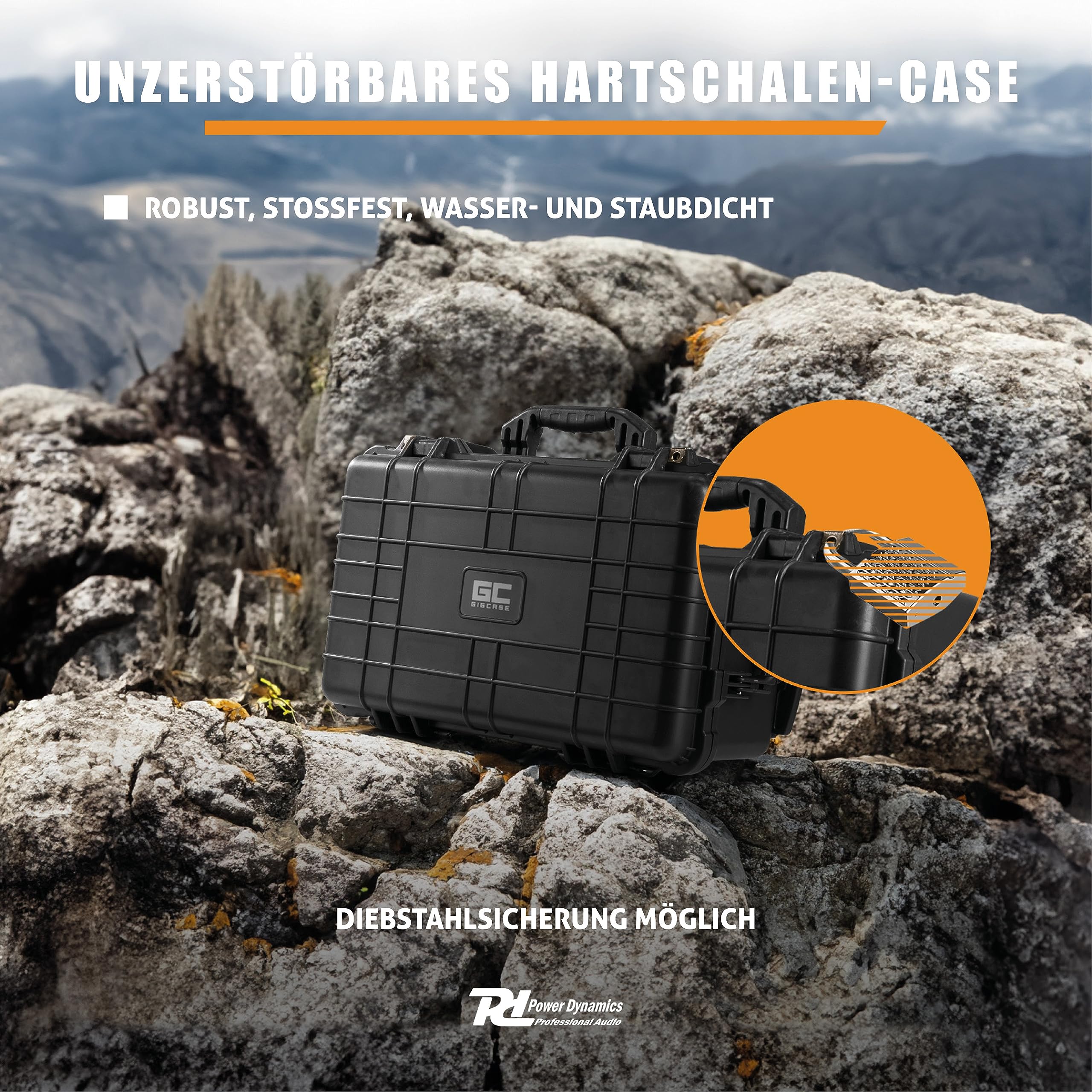 Power Dynamics GIGCase30T Universal Outdoor Hartschalenkoffer, Trolley, Wasserdicht, Kamera Koffer für Handgepäck, Waffenkoffer, Foto Koffer, Pistolenkoffer, Transportkoffer mit Rollen