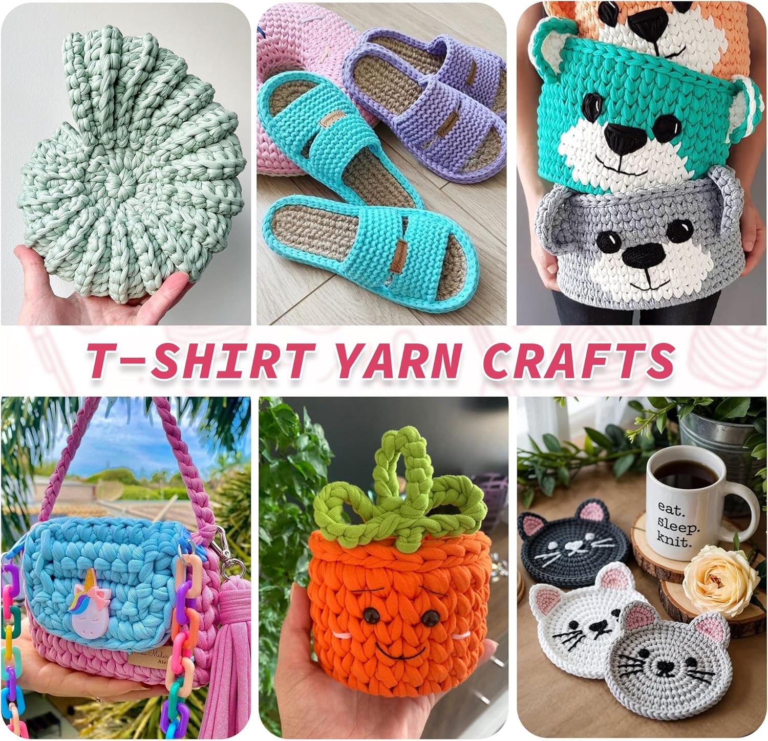 2 Pack Tshirt Yarn for Crochet,Soft Elastic Fabric Thick T Shirt Beginner Crochet T-Shirt Yarn for Crocheting Hand Knitting Bags/Baskets/Home Decor/DIY Crafts 2 * 200G(Black)