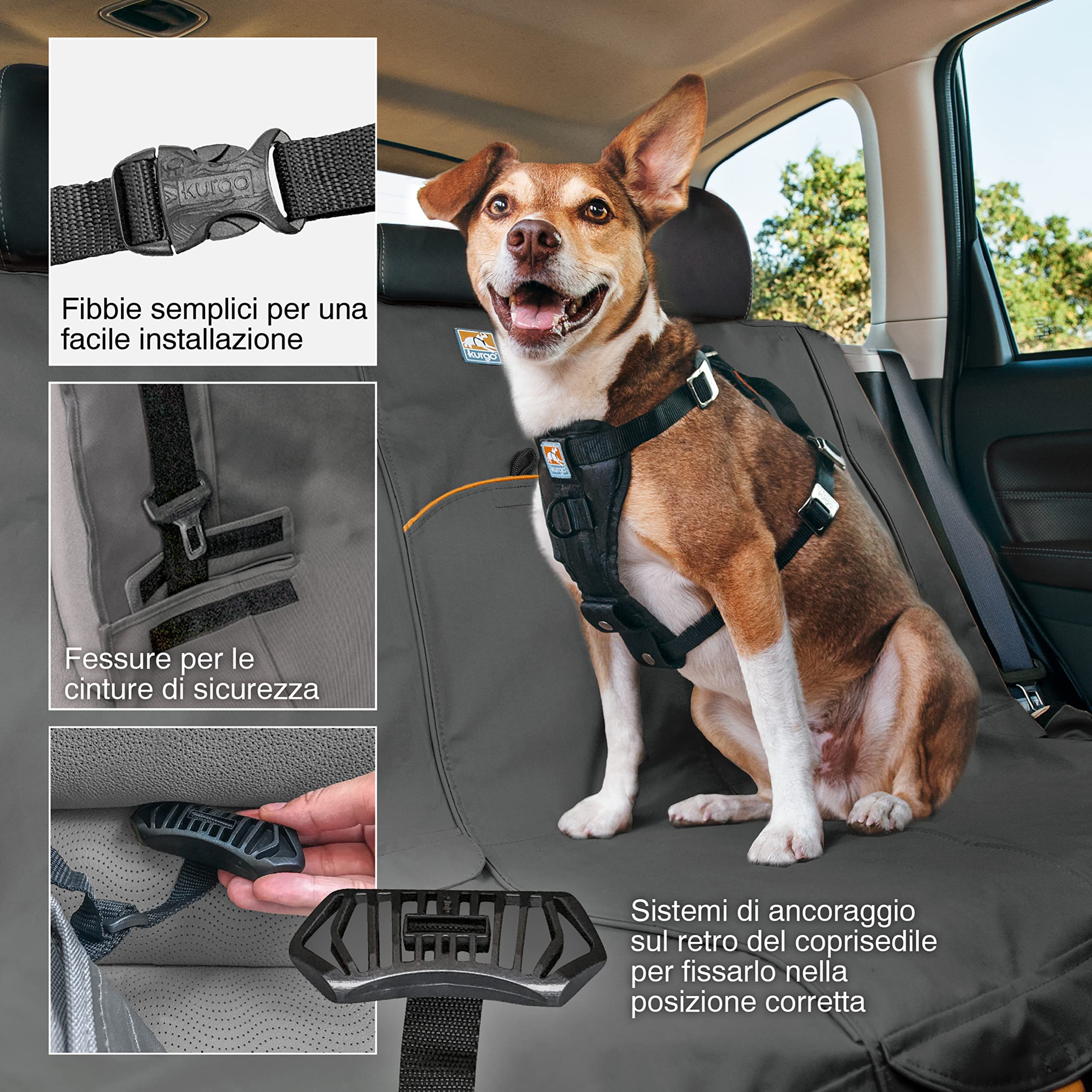 Kurgo - Copri Sedile Auto Impermabile Cane, Telo Auto per Cani a vestibilità Universale – Nero