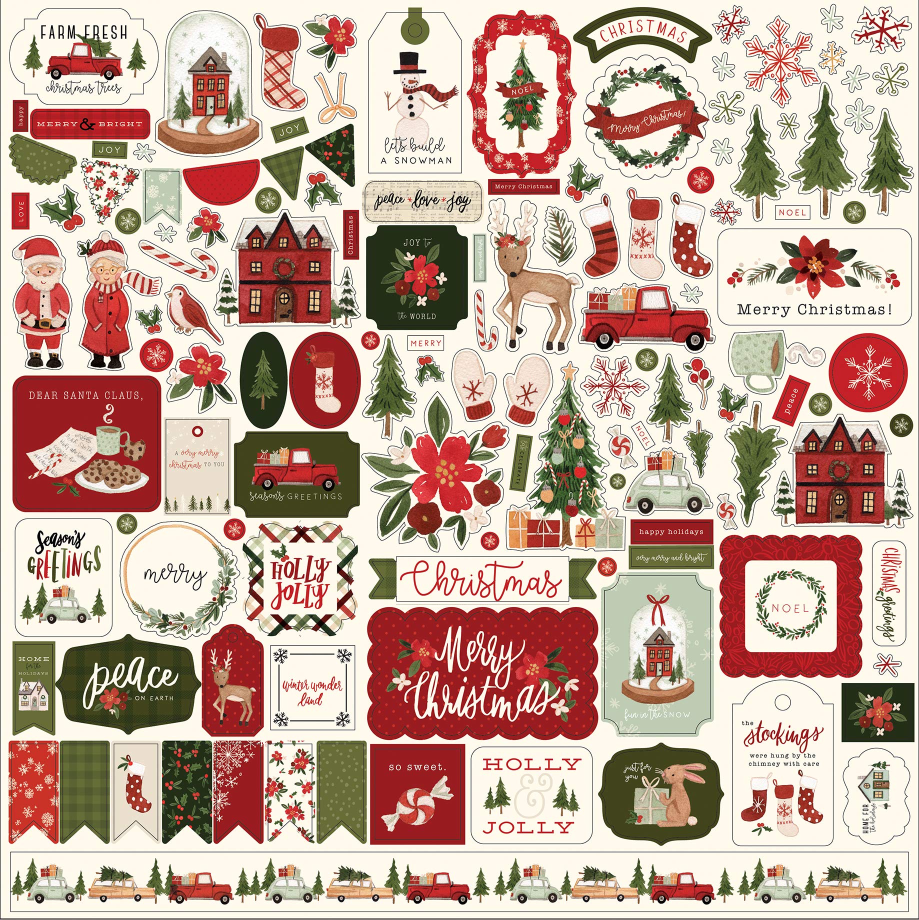 Carta BellaHELLO CHRISTMAS STKR 12X12ELEMT, Elements