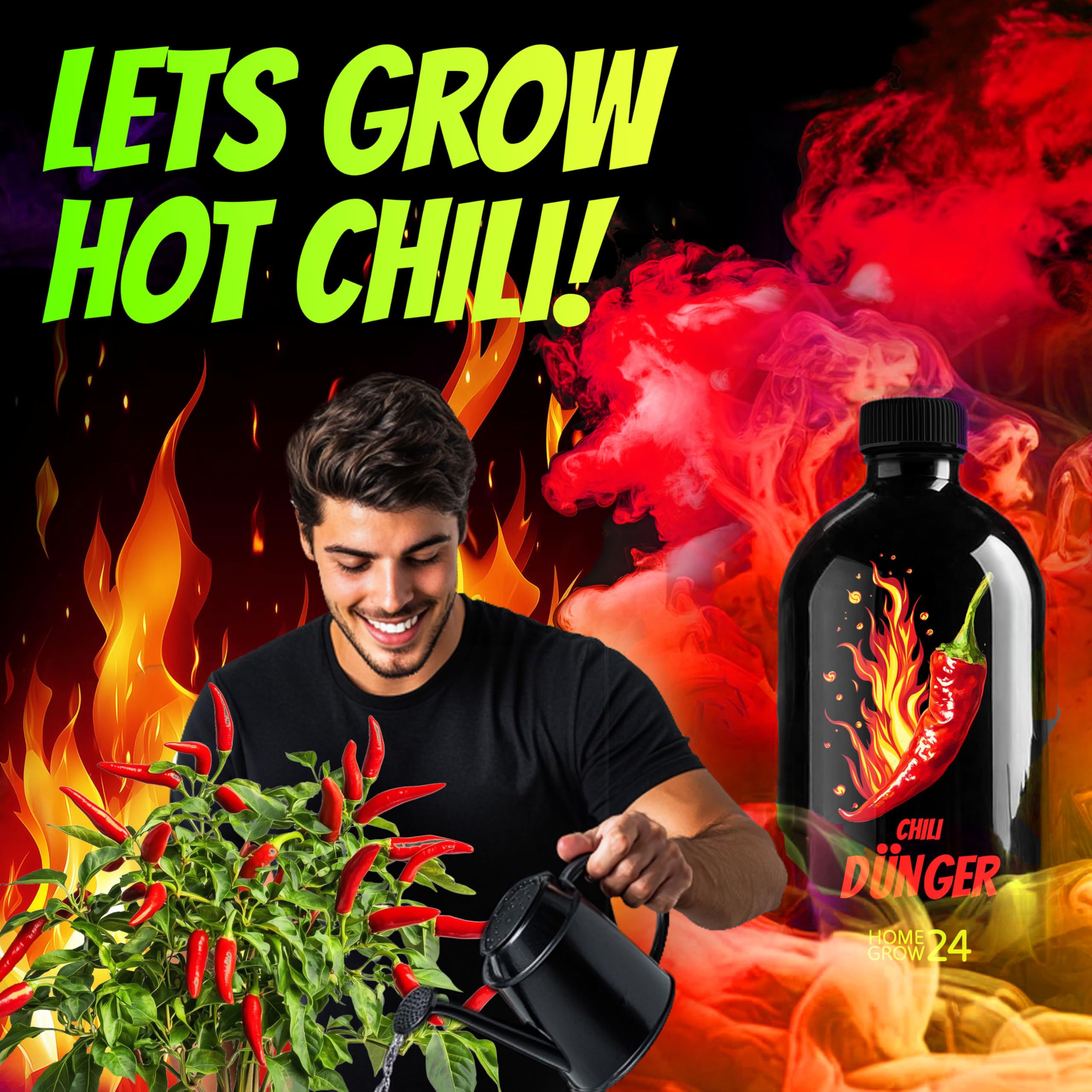 Homegrow24 Chili Dnger, Dnger fr alle Chilipflanzen, 500 ml,  Vitalstoffkomplex mit effektiven Mikroorganismen und organischer  Pflanzenkohle, 100% Natrlich, fr ppiges Wachstum : Amazon.de: Garten