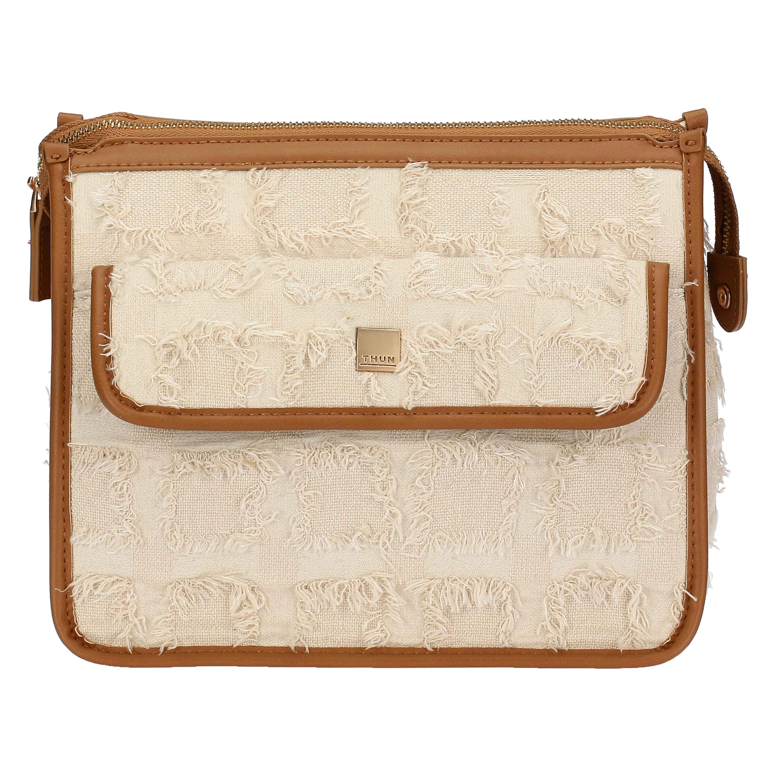THUN - Borsa tracolla in tessuto ed ecopelle - Esterni: 100% Poliestere, Rifiniture: 100% Poliestere con rivestimento in PU, Metallo - Collezione Sempre con Me - 26 x 13 x 22 cm