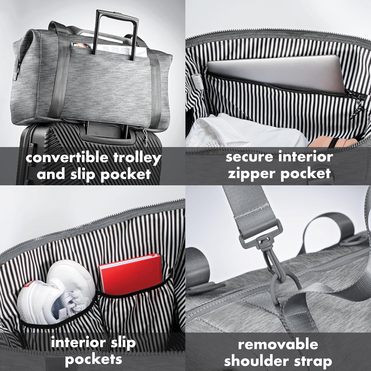 Fit & Fresh Neoprene Duffel Bag for Travel, Weekender, Carry On Approved image 4