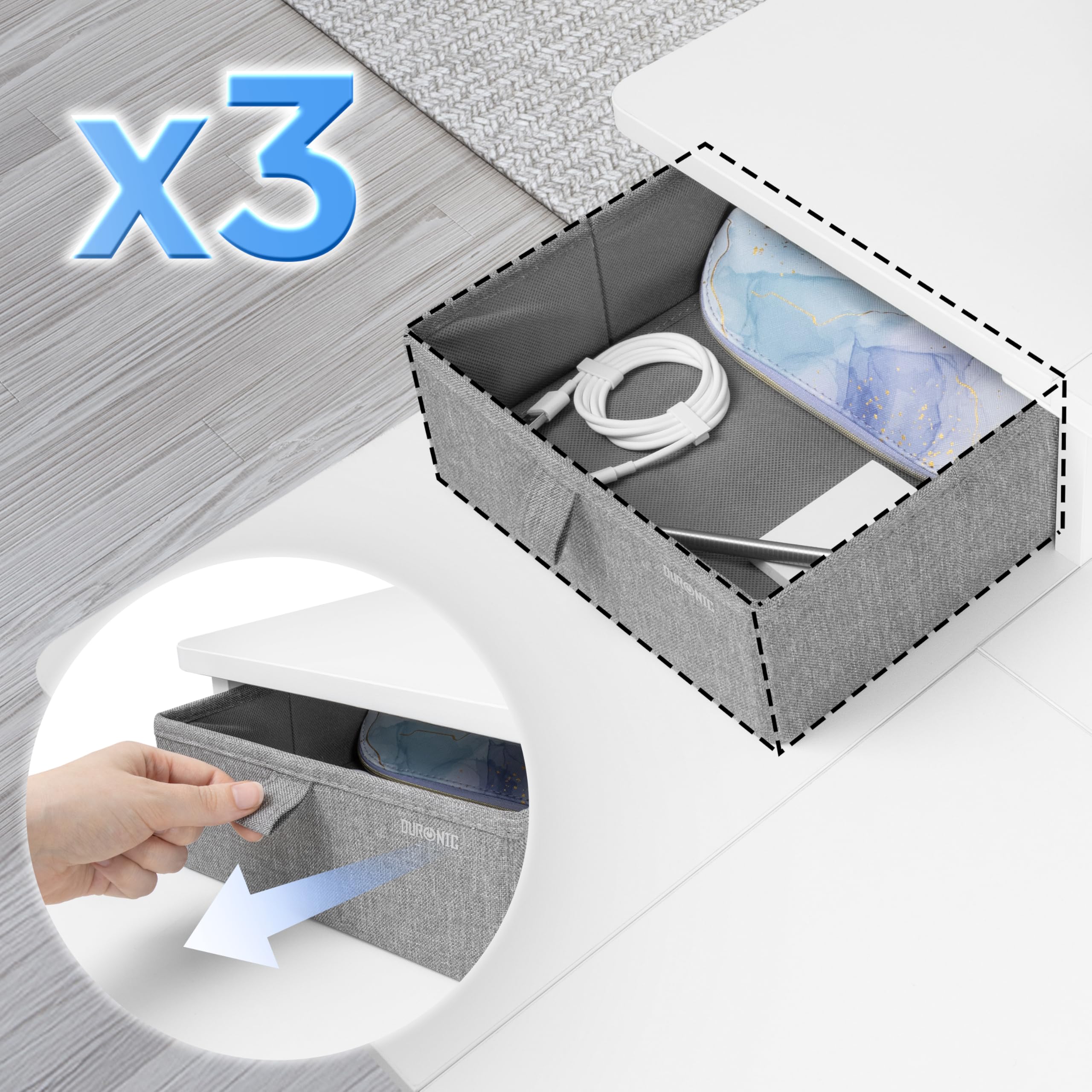 Duronic DD4 WE 120 cm Desk Top Bianco con 3 cassetti |Compatibile con tutti i Desk Top da 120 cm | Accessorio per scrivania | Professionale estetico e organizzato | Superficie per sollevare lo schermo