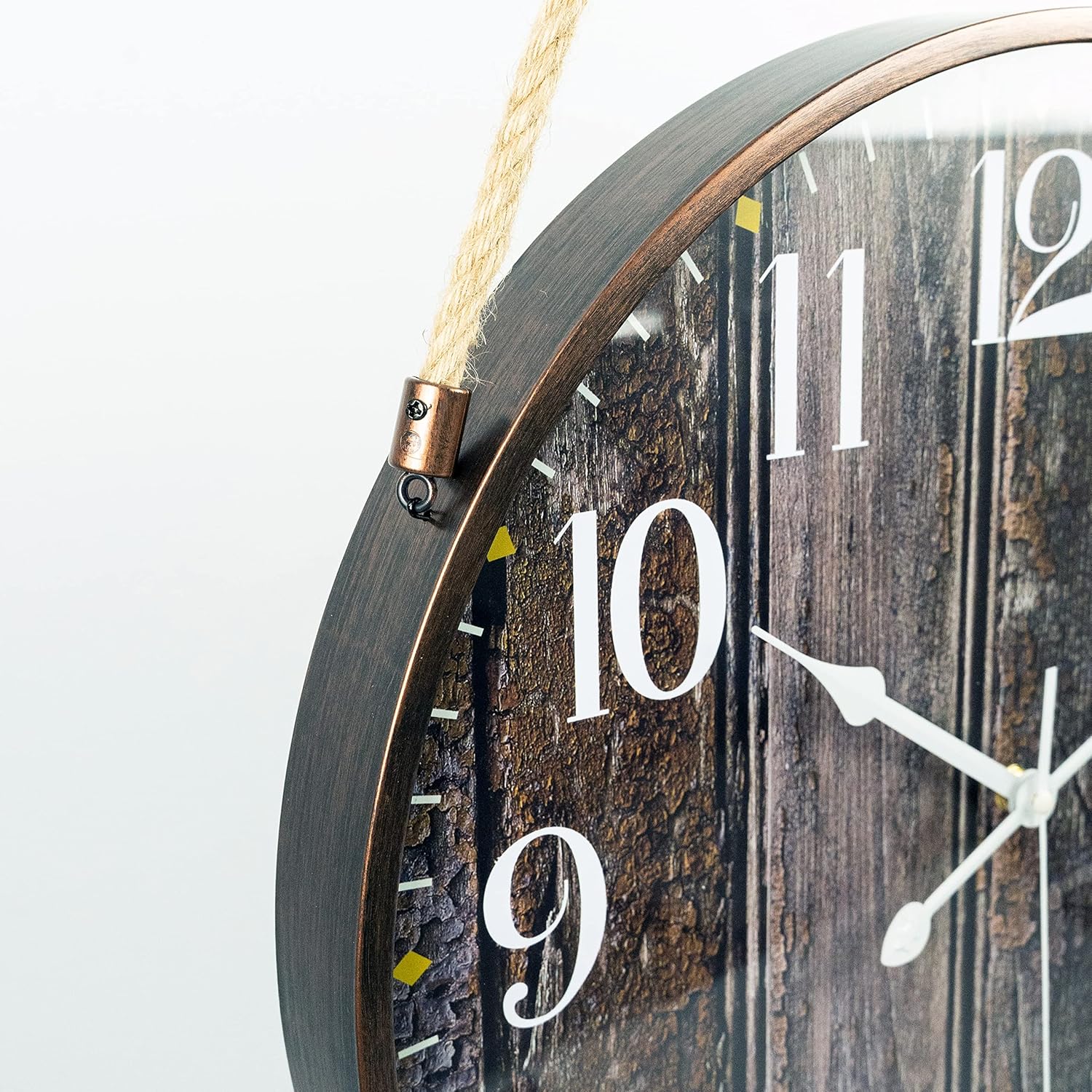 Pacific Bay Montpellier Large Wall Clock Decorative Lightweight Rope Hang Modern Wall Clock Silent Non-Ticking 3-D Dial Easy-to-Read Battery Operated Glass Cover 18-inch Rustic Clock – Latest Model