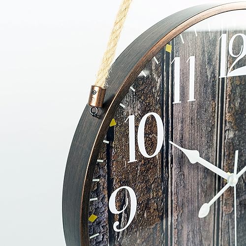 Miniatura 7 de Pacific Bay Montpellier - Reloj de pared grande decorativo ligero con cuerda para colgar, reloj de pared moderno, silencioso, sin tictac, esfera 3D,