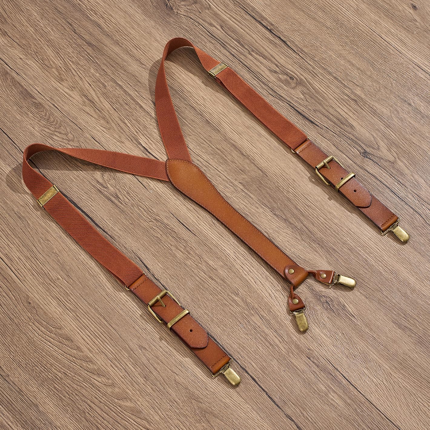 UPSONG Leather Suspenders for Men Adjustable Braces with 4 Strong Clips Perfect For Both Casual&Formal - Image 4