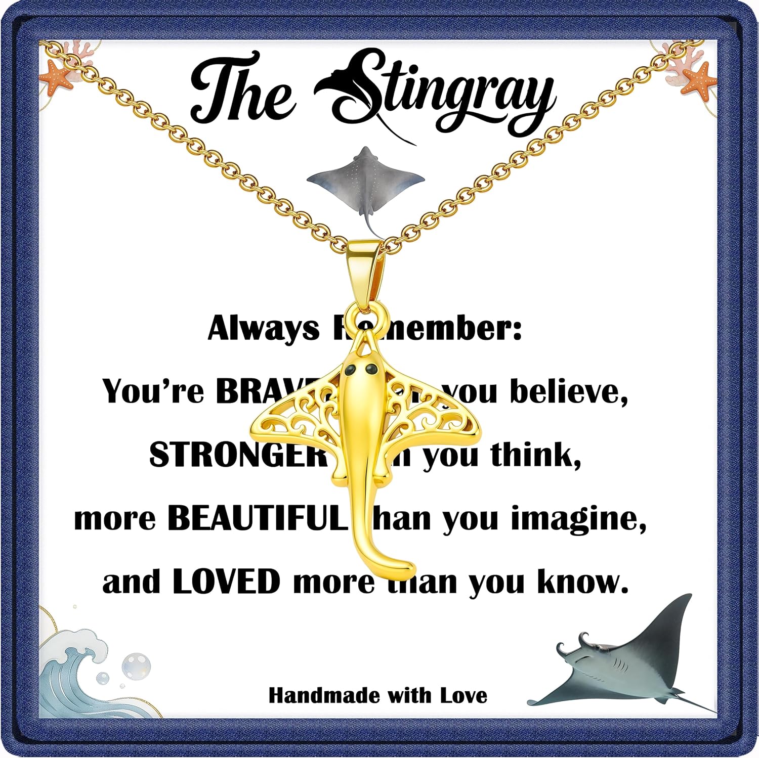 Cute Stingray Pendant Necklace for Women, Stingray Manta ray Gifts, Stingray Lovers Gift, Exquisite Jewelry Gift for Birthday Christmas Mother’s Day