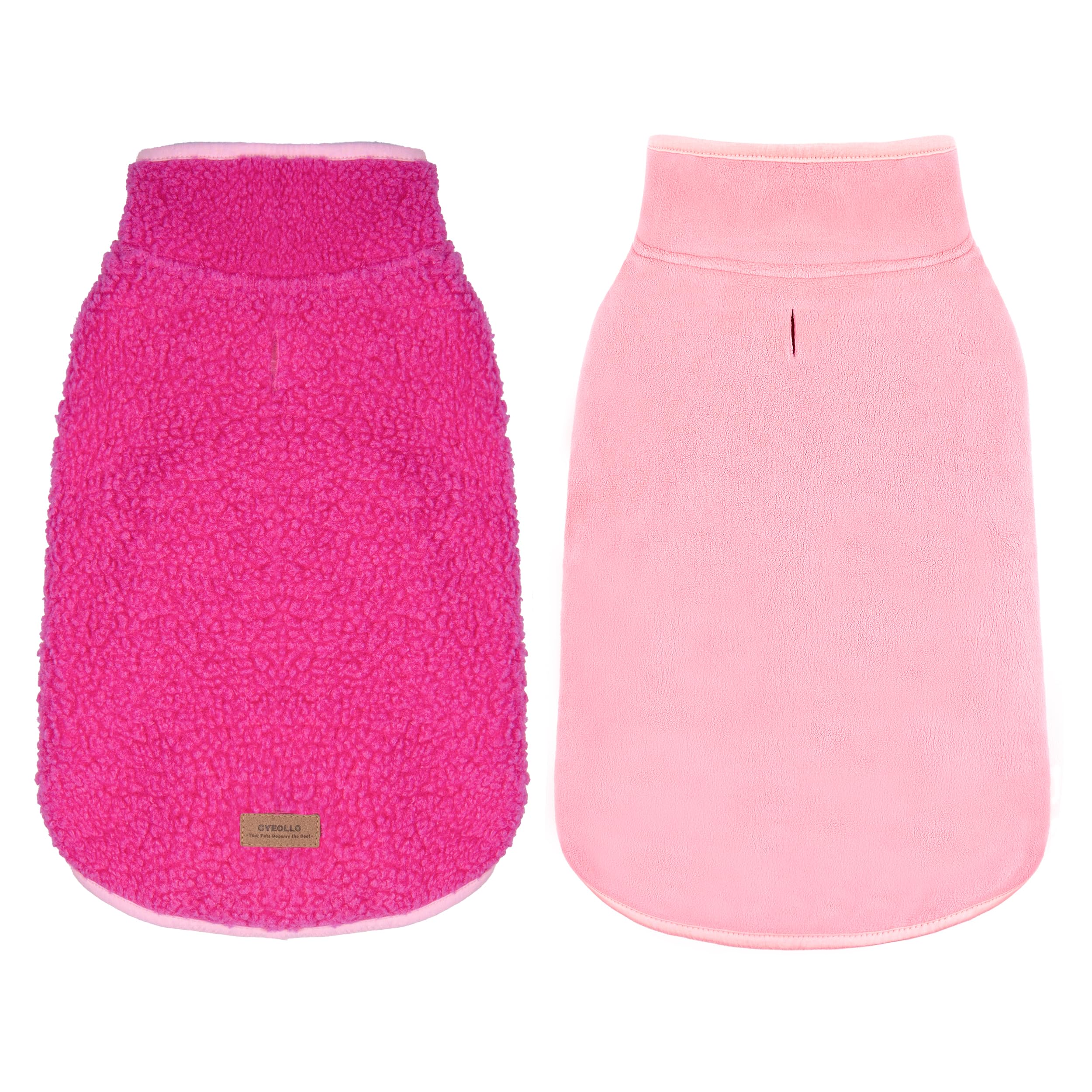 cyeollo Sherpa Dog Coat Reversible Dog Jackets for Medium Dogs, Fuchsia, XL