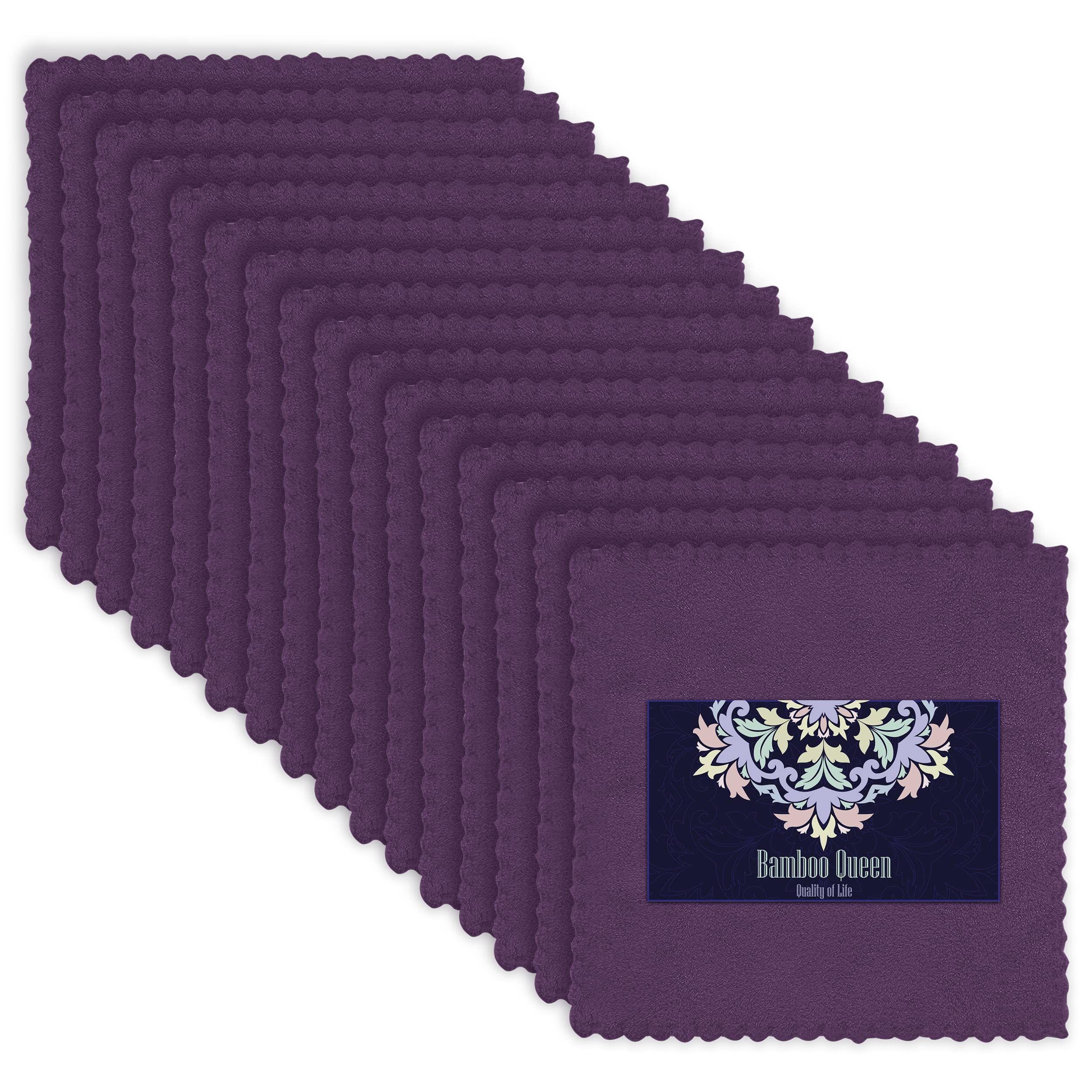 16 Count Premium Makeup Remover Cloths- Super Soft Not Wear Skin - 8×8 Inches - Highly Absorbent Microfiber Coral Velvet Fingertip Face Towels Washcloths for Hand and Make Up, Quick Dry- Plum