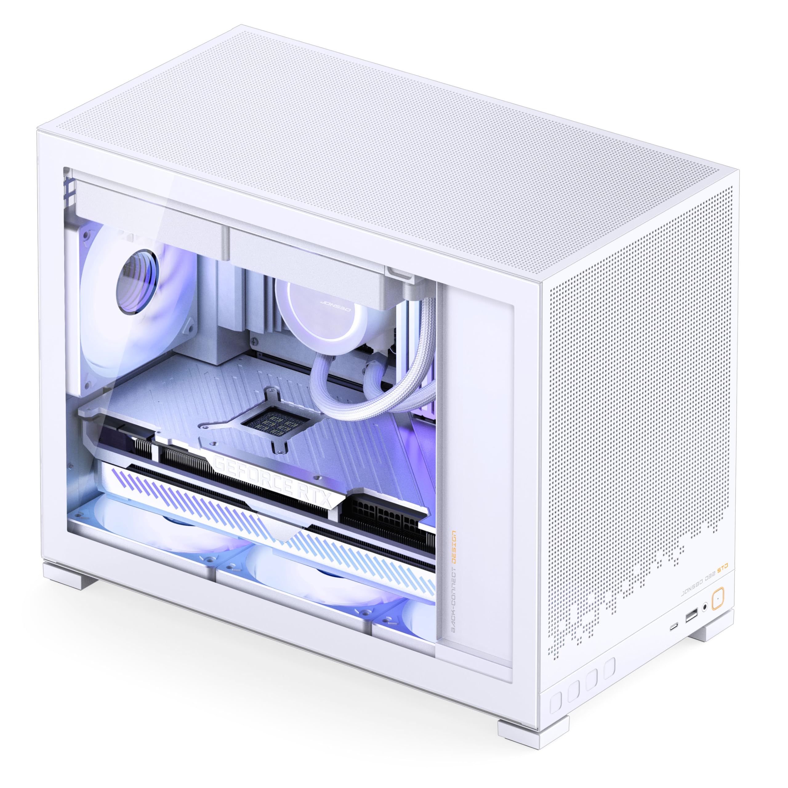 Jonsbo D32 STD obudowa komputera biała | Mini obudowa micro ATX ze szkłem hartowanym, tylnym połączeniem, potężnym przepływem powietrza, kompaktowa i elegancka do budowania gier