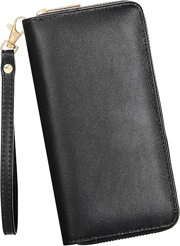 KUKOO Cartera estampada con cremallera alrededor para mujer, bolso de mano, organizador para tarjetas, Funda tipo cartera para tarjetas