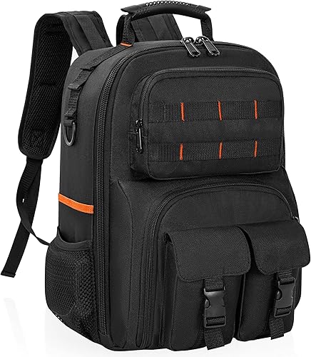 Mochila de herramientas, bolsa de herramientas resistente con hombro acolchado y organizador de herramientas extraíble, mochila de trabajo