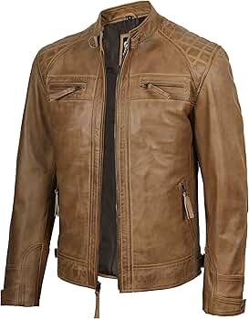 ジャケット・アウター SanFranciscoClothingMaker Leather Jacket Brown Mens Leather Jackets - Retro Jacket for Adult