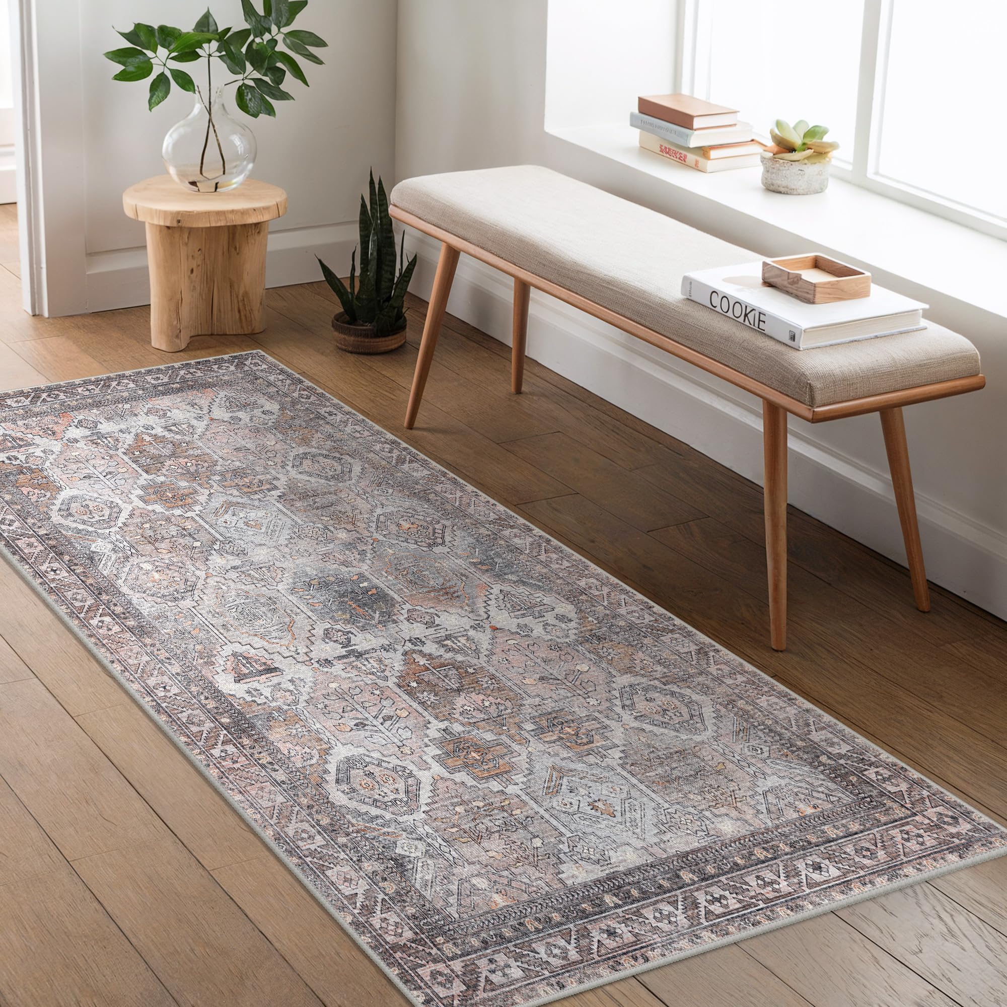 BEIMO Waschbarer Teppich Wohnzimmer Vintage, Boho Teppich Schlafzimmer Groß Orientalisch rutschfest für Badezimmer Esszimmer