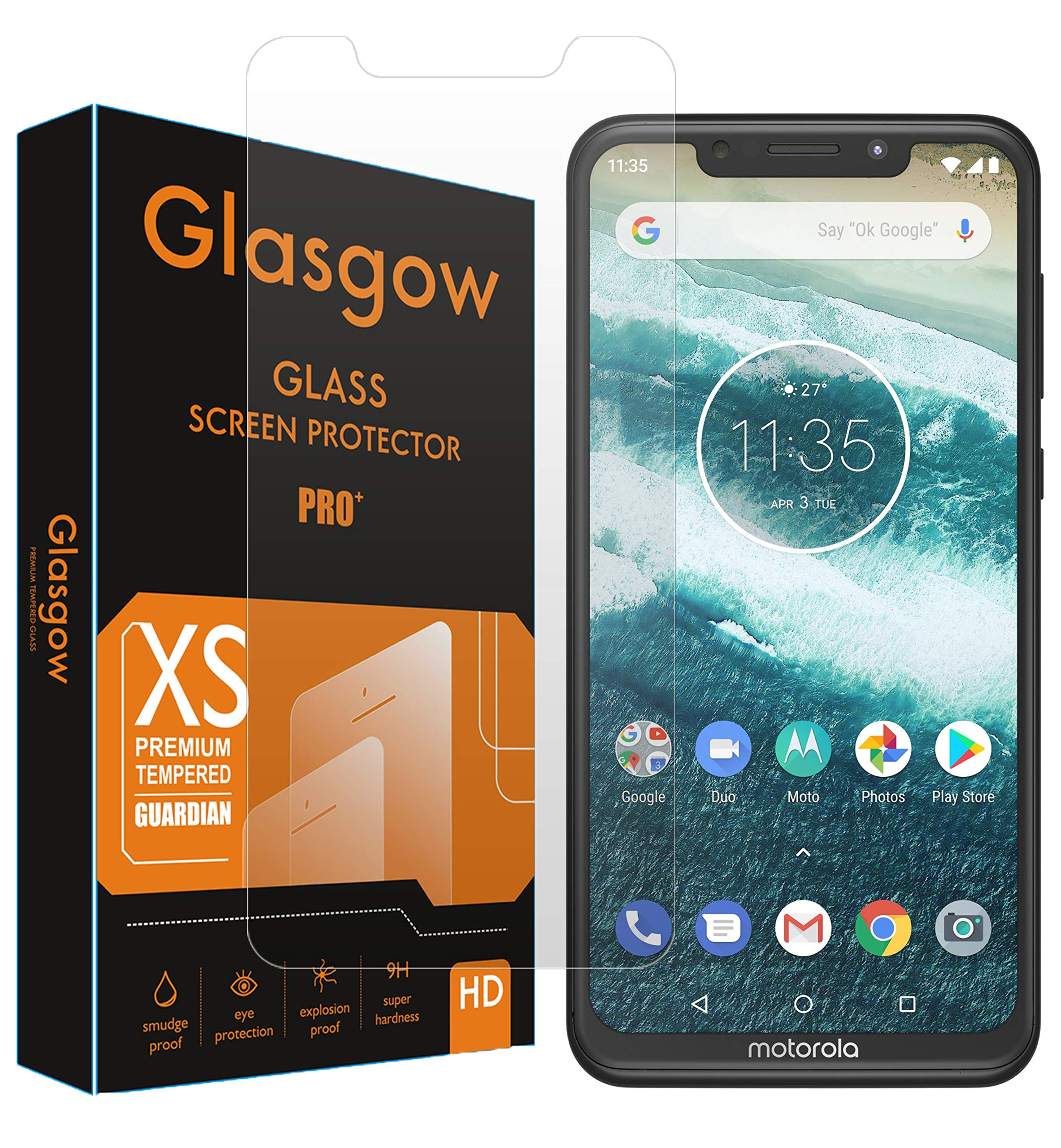 Glasgow |for motorola moto one power | tempered glass screen protector guard | bubble free installation | gorilla edge to edge full screen coverage (B082HRCQRR) Amazon Price History, Amazon Price Tracker