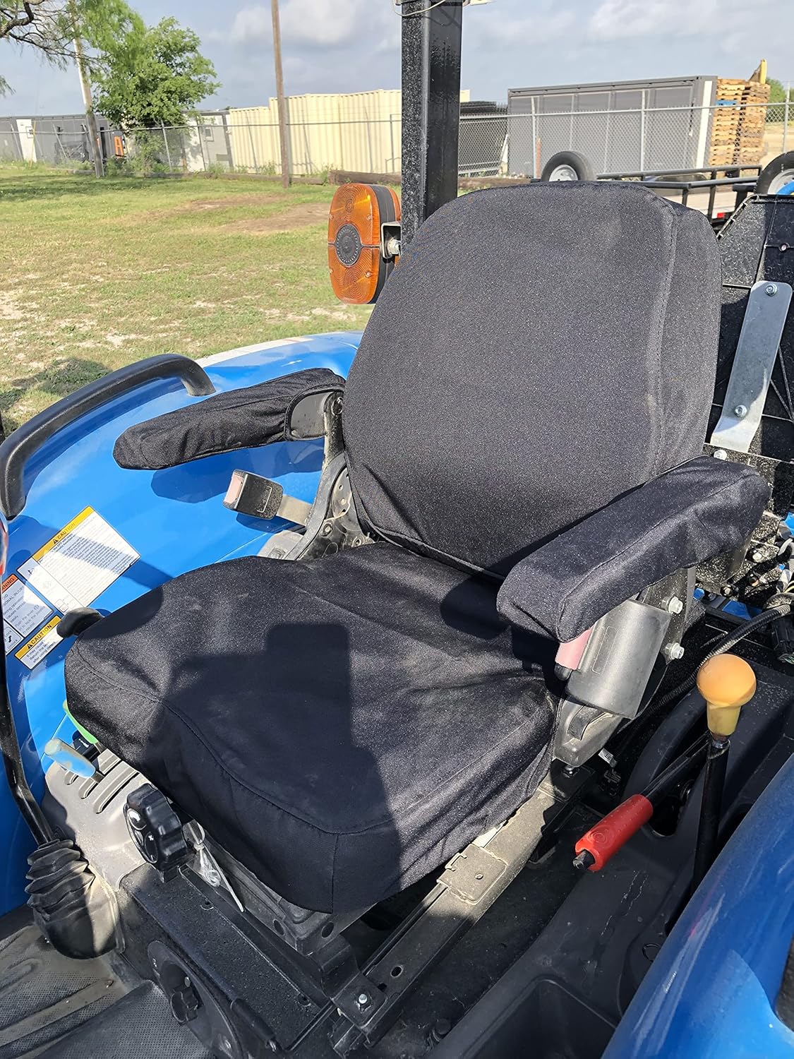 Durafit Seat Covers, Compatible with LS MT3 and TYM T574 Tractor Black Endura Waterproof Seat Covers for Tractor, Make Your seat Last as Long as Your Tractor. Two piece seat with armrests.