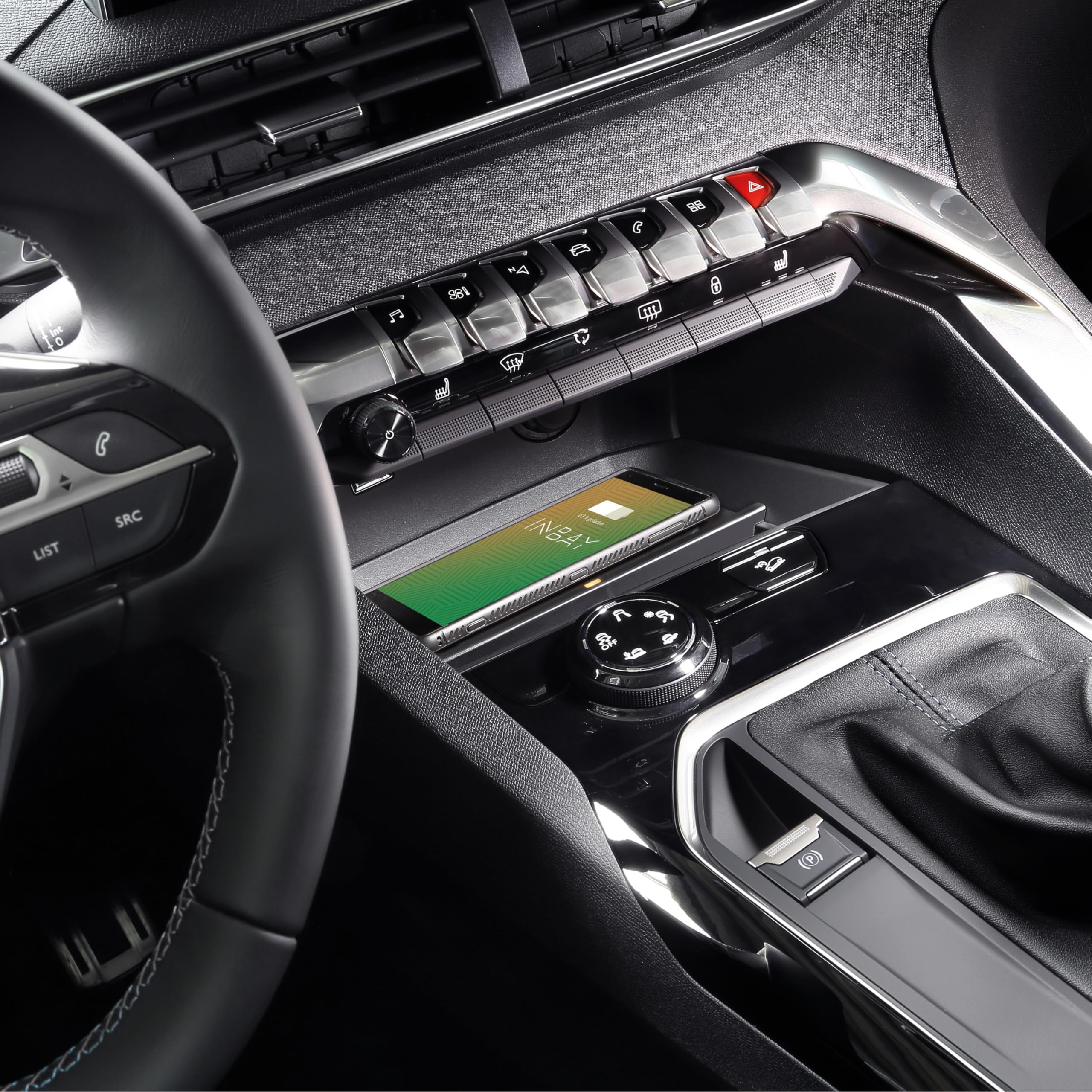 Inbay Qi Support de téléphone Portable pour Voiture 10 W Inductif/sans Fil Convient pour Peugeot 3008/5008 (M) – Support de Voiture Accessoires Intérieur – Qi