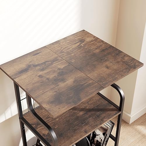 Miniatura 7 de Soporte para tocadiscos, mesa para tocadiscos de 3 niveles, almacenamiento de discos de vinilo con escritorio extragrande, mesa auxiliar para discos