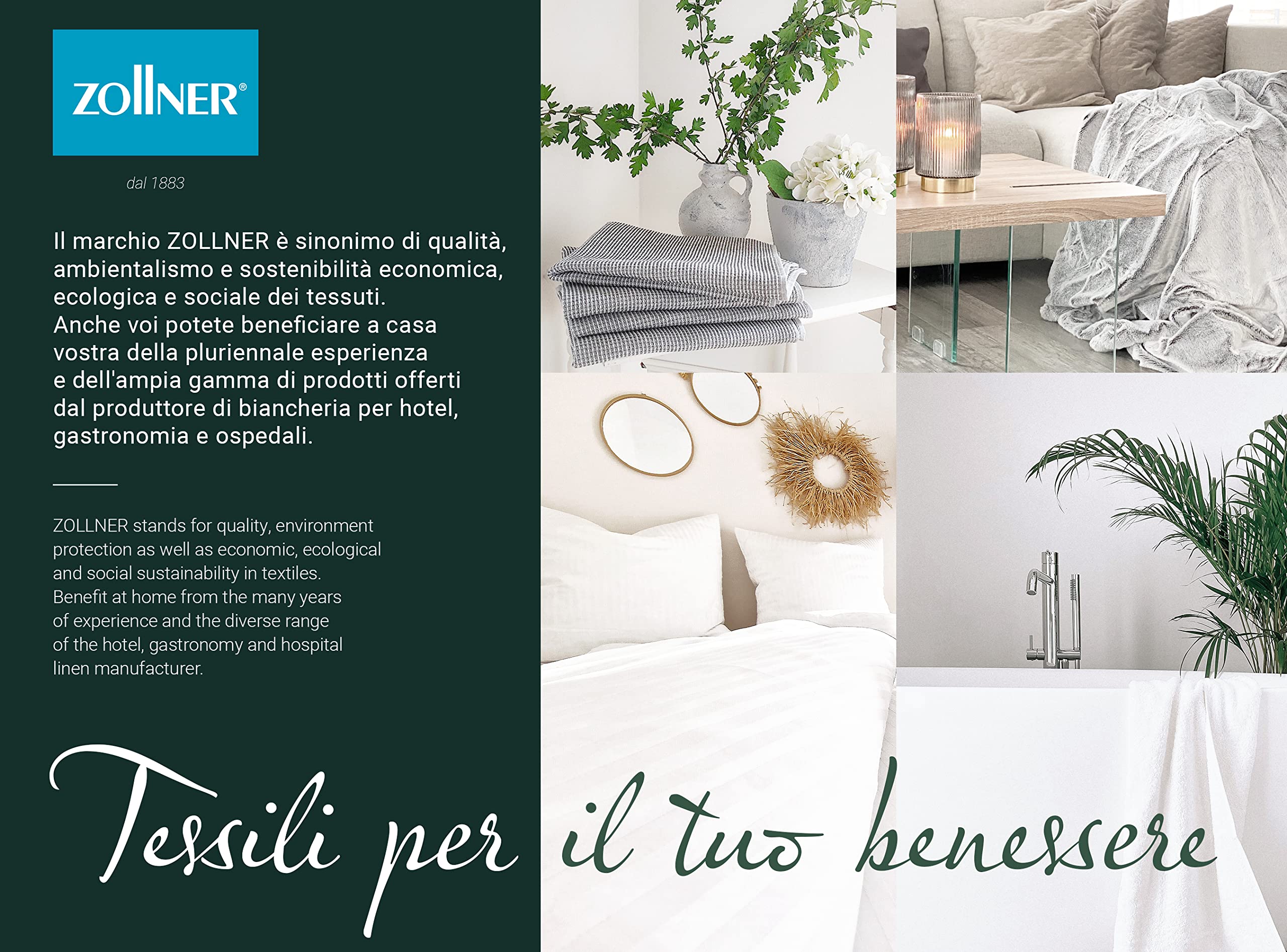 ZOLLNER 5 Teli Bagno in Cotone, 100x150 cm, Bianco, 450g/mq