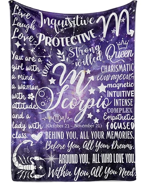 Zodiac Constellation Gifts for Women, Zodiac Sign Birthday Gift with Message Flanne...