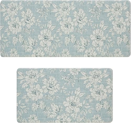 Miniatura 1 de Laura Ashley - Tapete de cocina antifatiga, diseño floral iris, resistente a las manchas, al agua y a la decoloración, alivio de cocina y de pie,