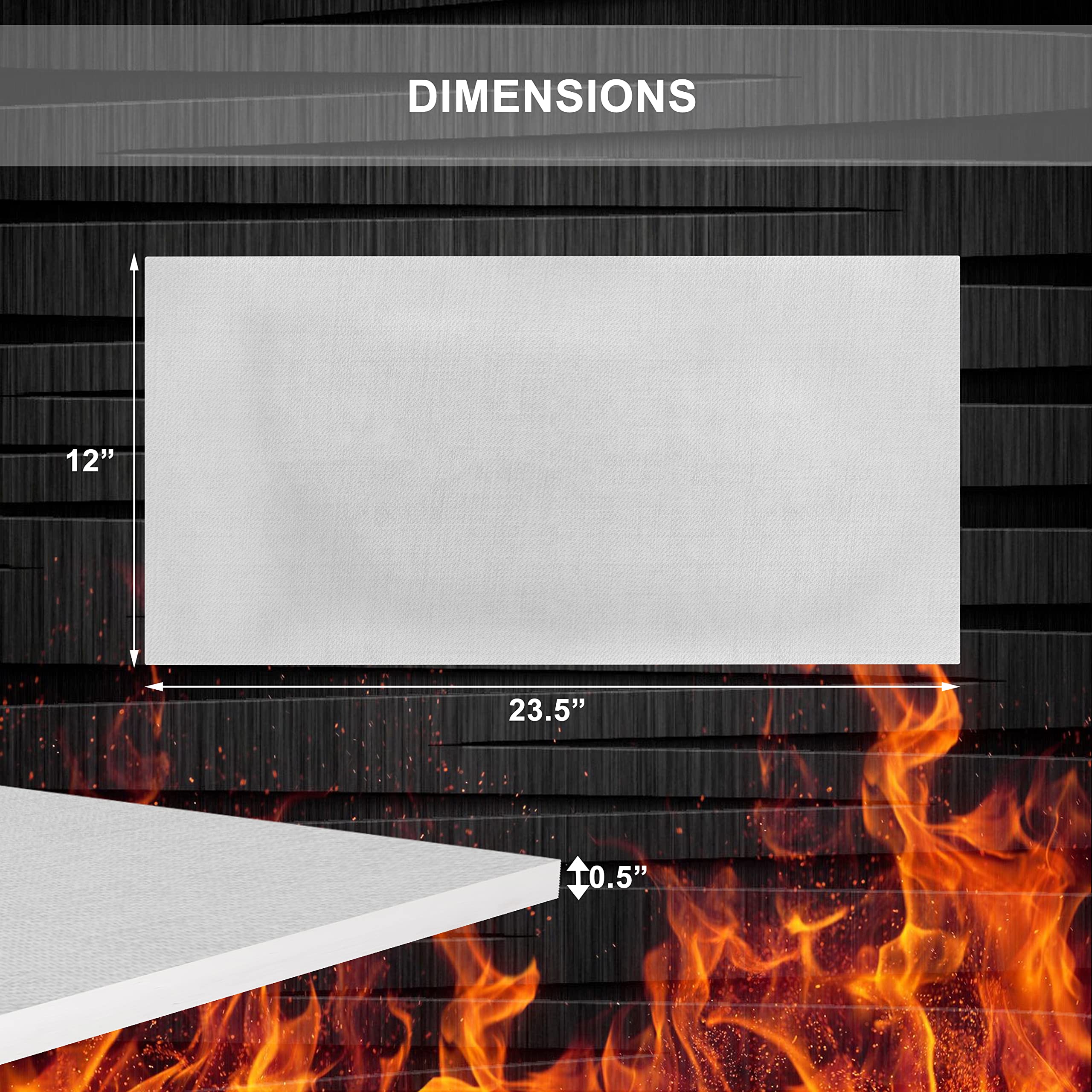 SIMOND STORE Tablero deflector de aislamiento de fibra de cerámica, tablero deflector de repuesto Quadrafire SRV433-0910, chimenea 7100FP, clasificación 2300F, 1/2 x 12 x 23.5 pulgadas