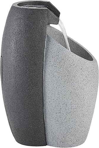 Miniatura 6 de Cascada de 25 pulgadas de alto grande moderna decoración interior al aire libre fuente de suelo de piedra sintética con luz LED característica de