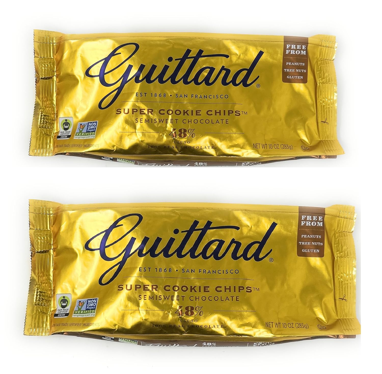 Guittard Baking Chips Morsels 10oz - 2 bags (Super Cookie Semi-Sweet Chocolate 10oz)