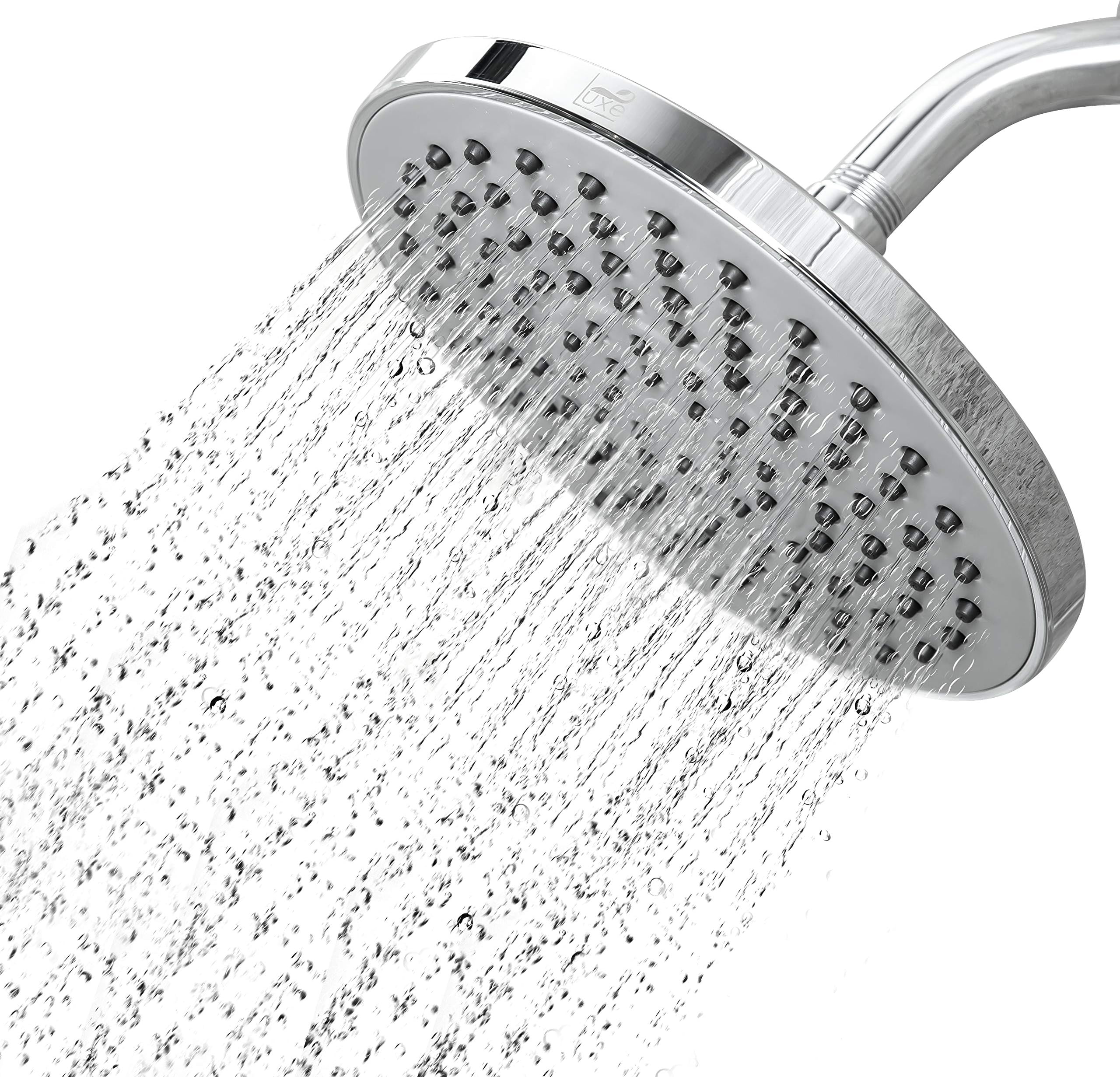 Luxe RainLuxe Shower Head Round High Pressure High Flow Showerhead Chrome Finish Universal Replacement For Bathroom Shower Heads